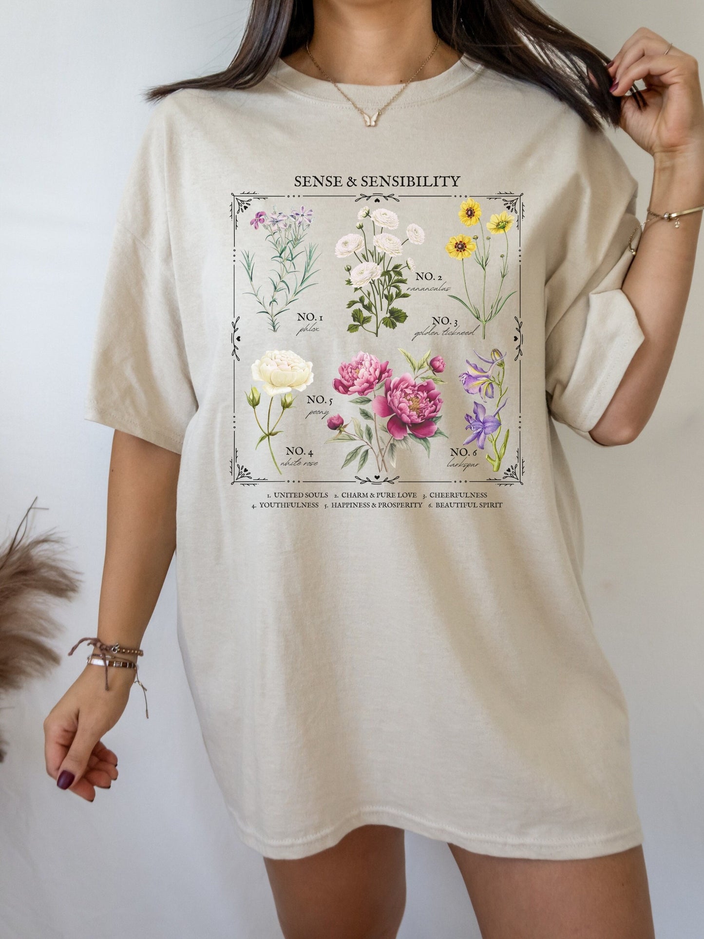 Jane Austen Sense & Sensibility Literary Flower Chart tee shirt Cottagecore Literature Bookish Book Fandom Merch Lover Gift pemberley darcy