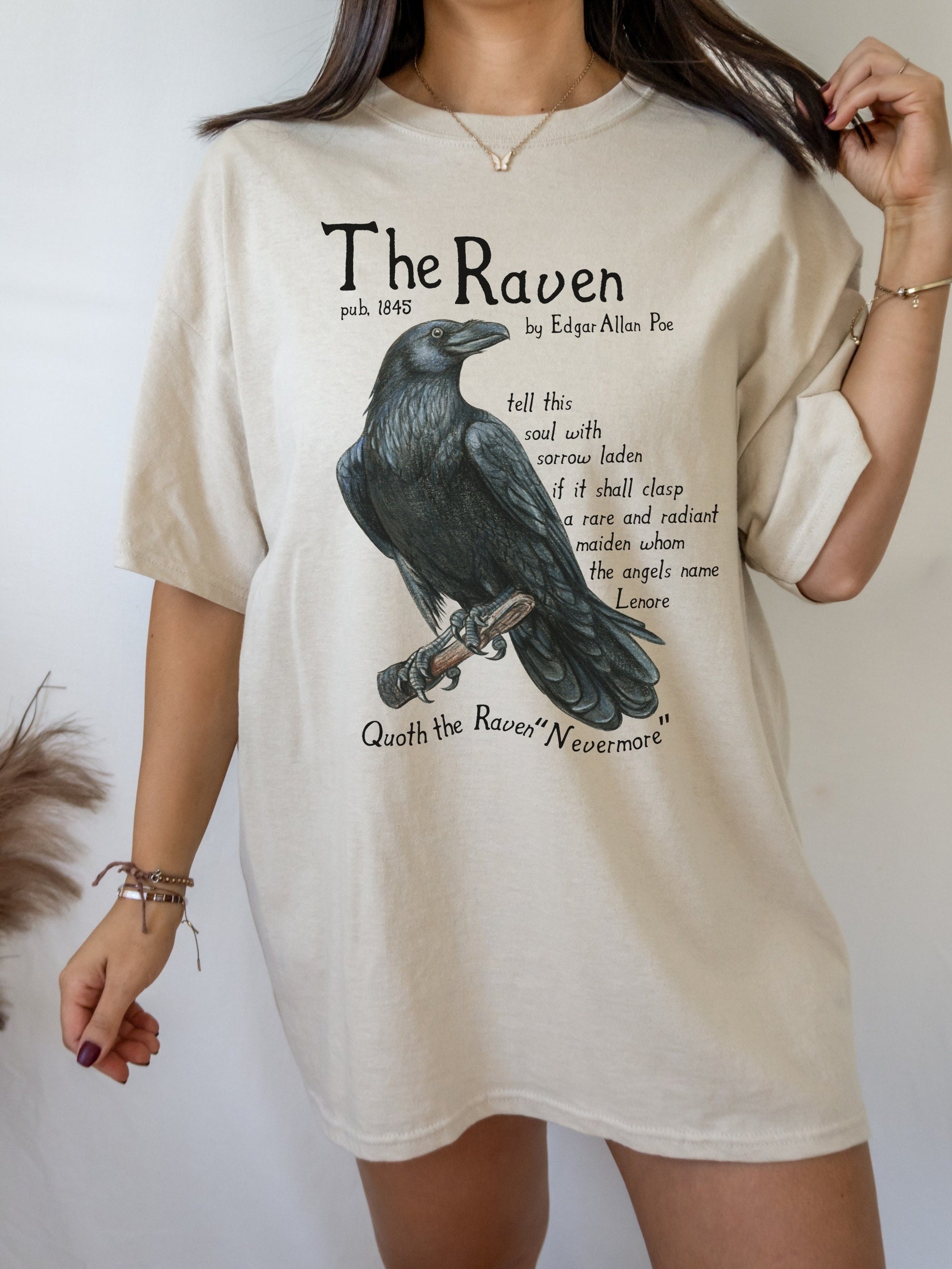 Edgar Allan Poe The Raven Poem Quote Tee * Midnight Dreary Lenore * Dark Academia Goth Witchy Goblincore Shirt Bookish Gift Grunge Tshirt