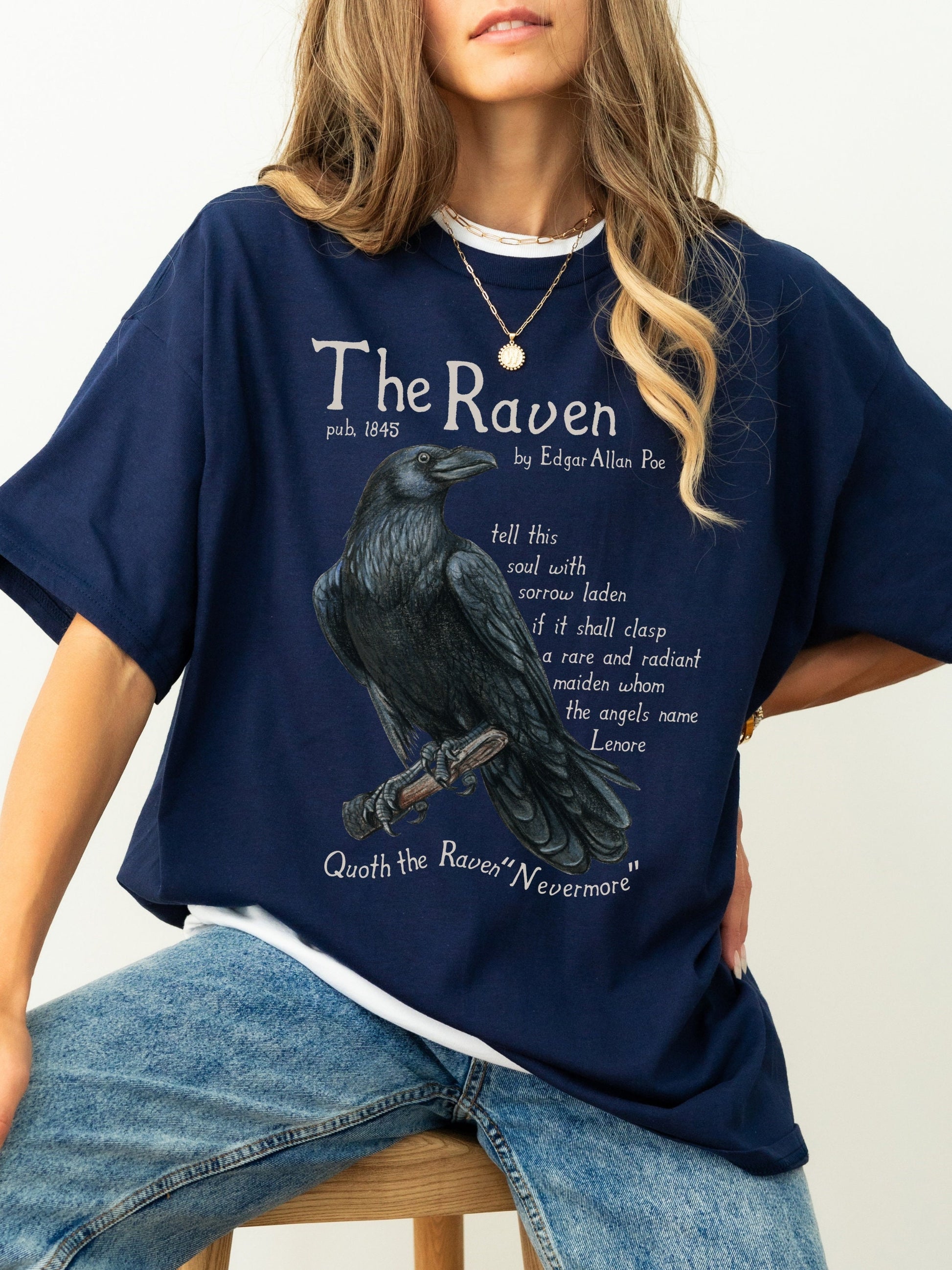 Edgar Allan Poe The Raven Poem Quote Tee * Midnight Dreary Lenore * Dark Academia Goth Witchy Goblincore Shirt Bookish Gift Grunge Tshirt