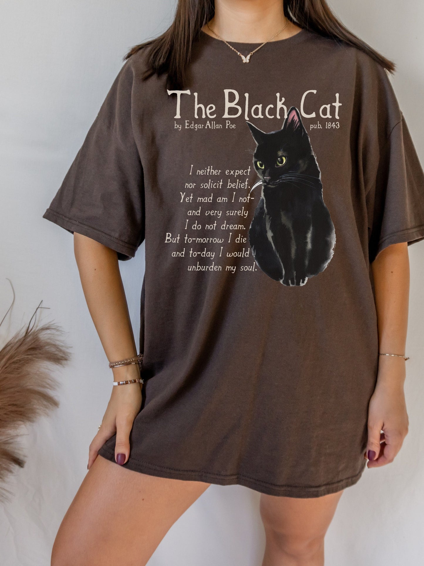 Edgar Allan Poe The Black Cat Quote Tee * The Raven Lenore Tell tale Heart * Dark Academia Goth Witchy Goblincore Shirt Bookish Gift Grunge