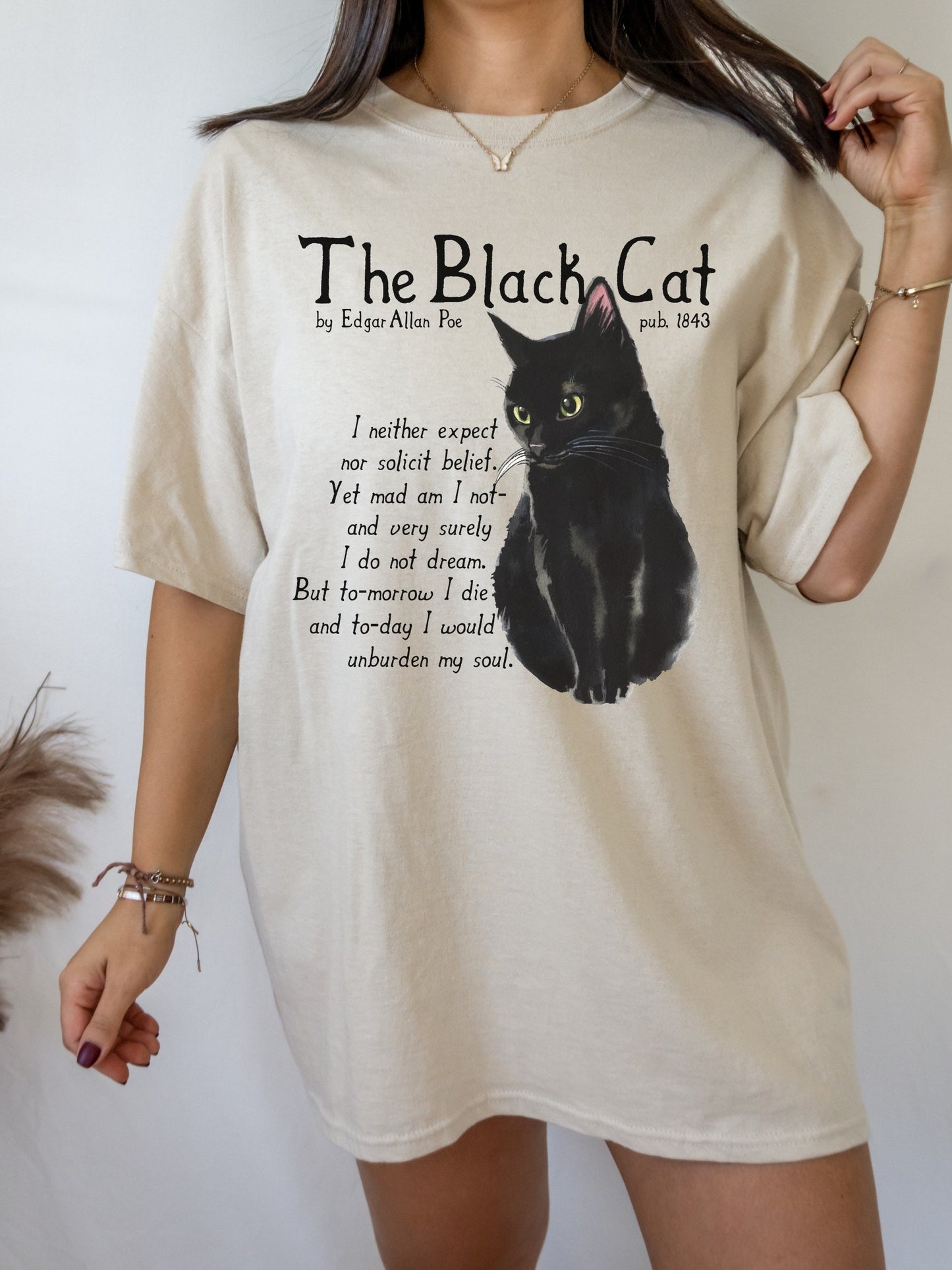 Edgar Allan Poe The Black Cat Quote Tee * The Raven Lenore Tell tale Heart * Dark Academia Goth Witchy Goblincore Shirt Bookish Gift Grunge