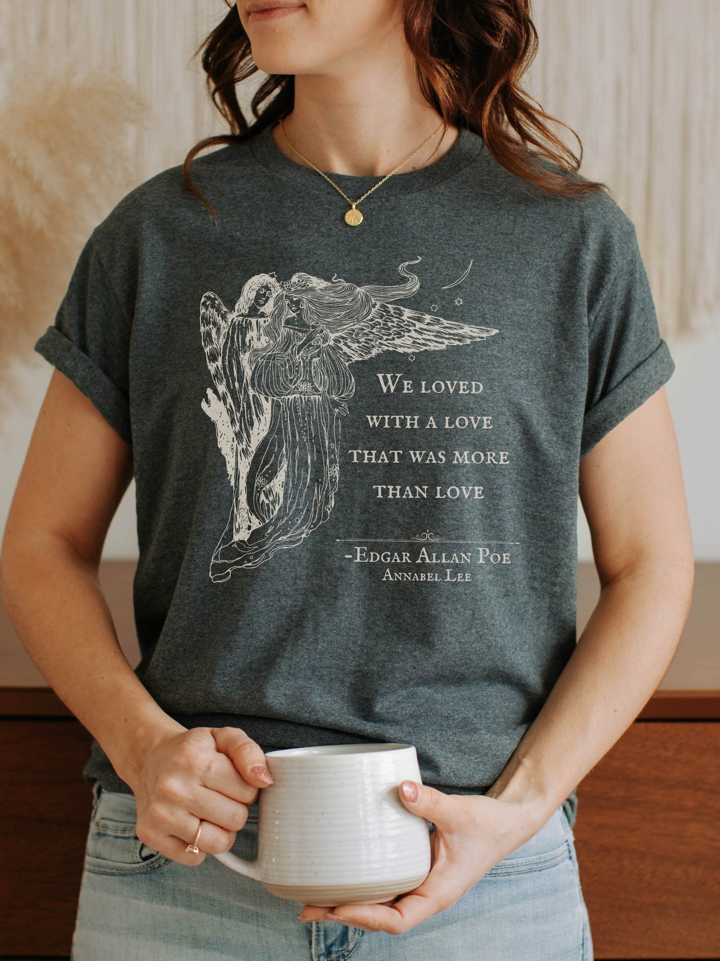 Edgar Allan Poe Annabel Lee Poem Quote Tee * The Raven Lenore * Dark Academia Goth Witchy Goblincore Angel Shirt Bookish Gift Grunge Tshirt