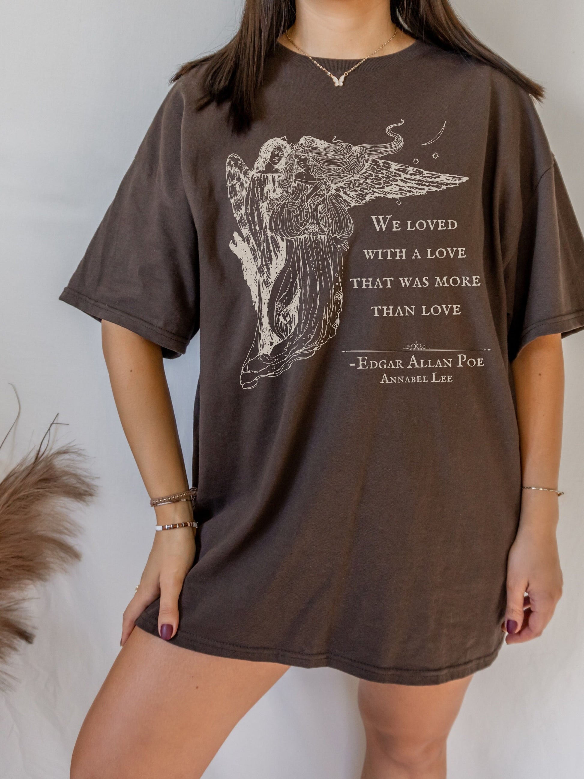 Edgar Allan Poe Annabel Lee Poem Quote Tee * The Raven Lenore * Dark Academia Goth Witchy Goblincore Angel Shirt Bookish Gift Grunge Tshirt