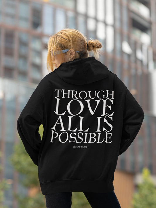 Crescent City HOEAB Through Love All is Possible * Danika Bryce Hunt Lehabah Pack of Devils * bible quote style hoodie bookish fandom merch