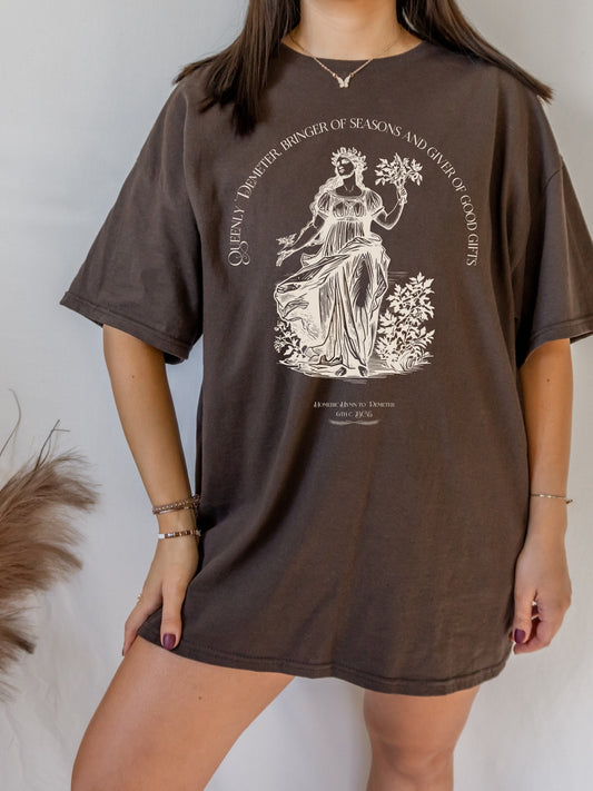 Demeter Autumn Harvest Goddess Tshirt * Homer Illiad Greek Mythology Tee Shirt * Dark Academia Aesthetic Witchy Wiccan Artsy Goth Aesthetic