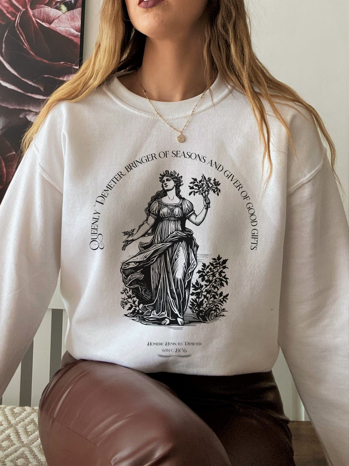 Demeter Autumn Harvest Goddess Poet Sweatshirt * Homer Illiad Greek Mythology * Dark Academia Aesthetic Witchy Wiccan Artsy Goth Aesthetic