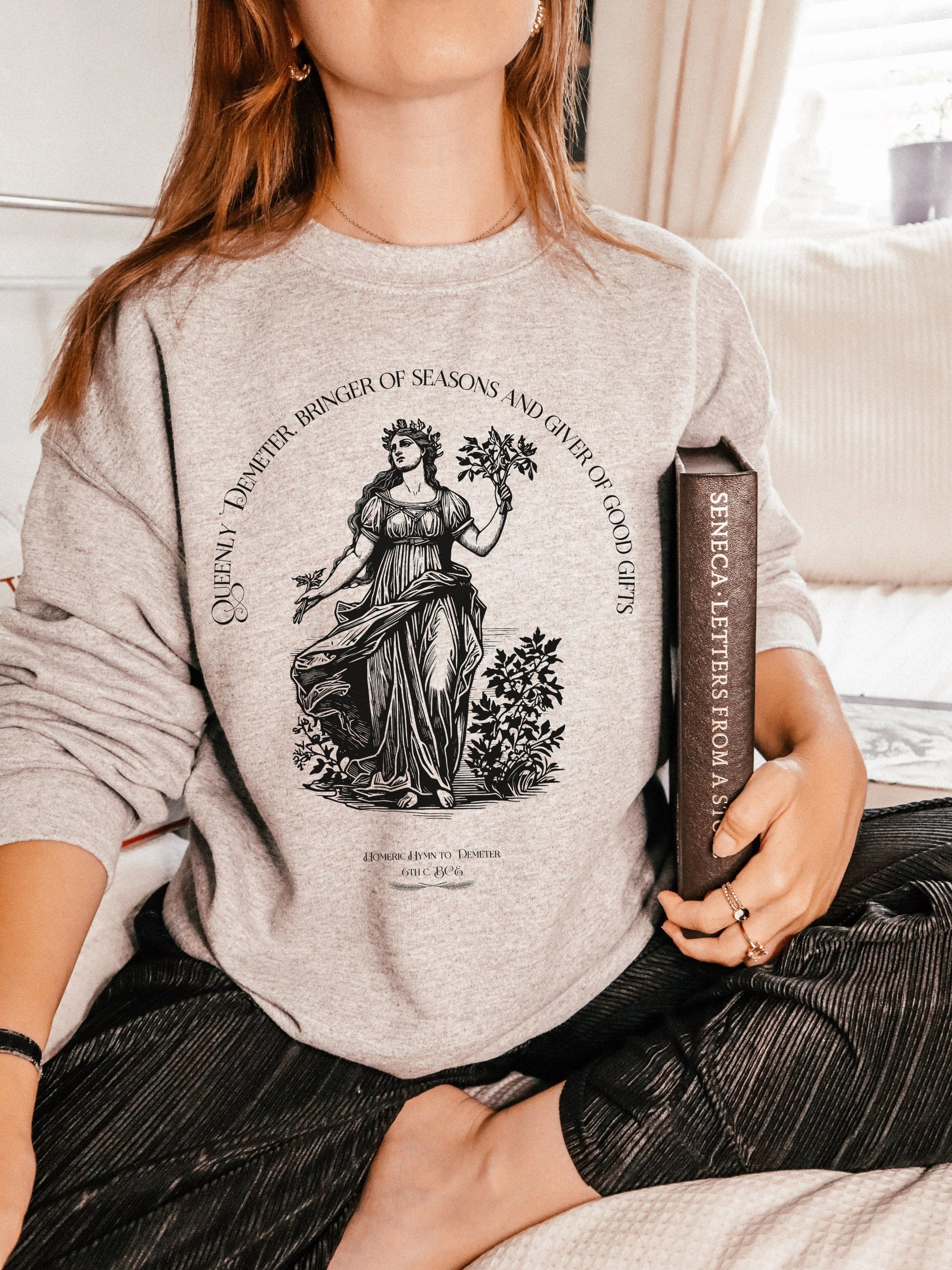 Demeter Autumn Harvest Goddess Poet Sweatshirt * Homer Illiad Greek Mythology * Dark Academia Aesthetic Witchy Wiccan Artsy Goth Aesthetic