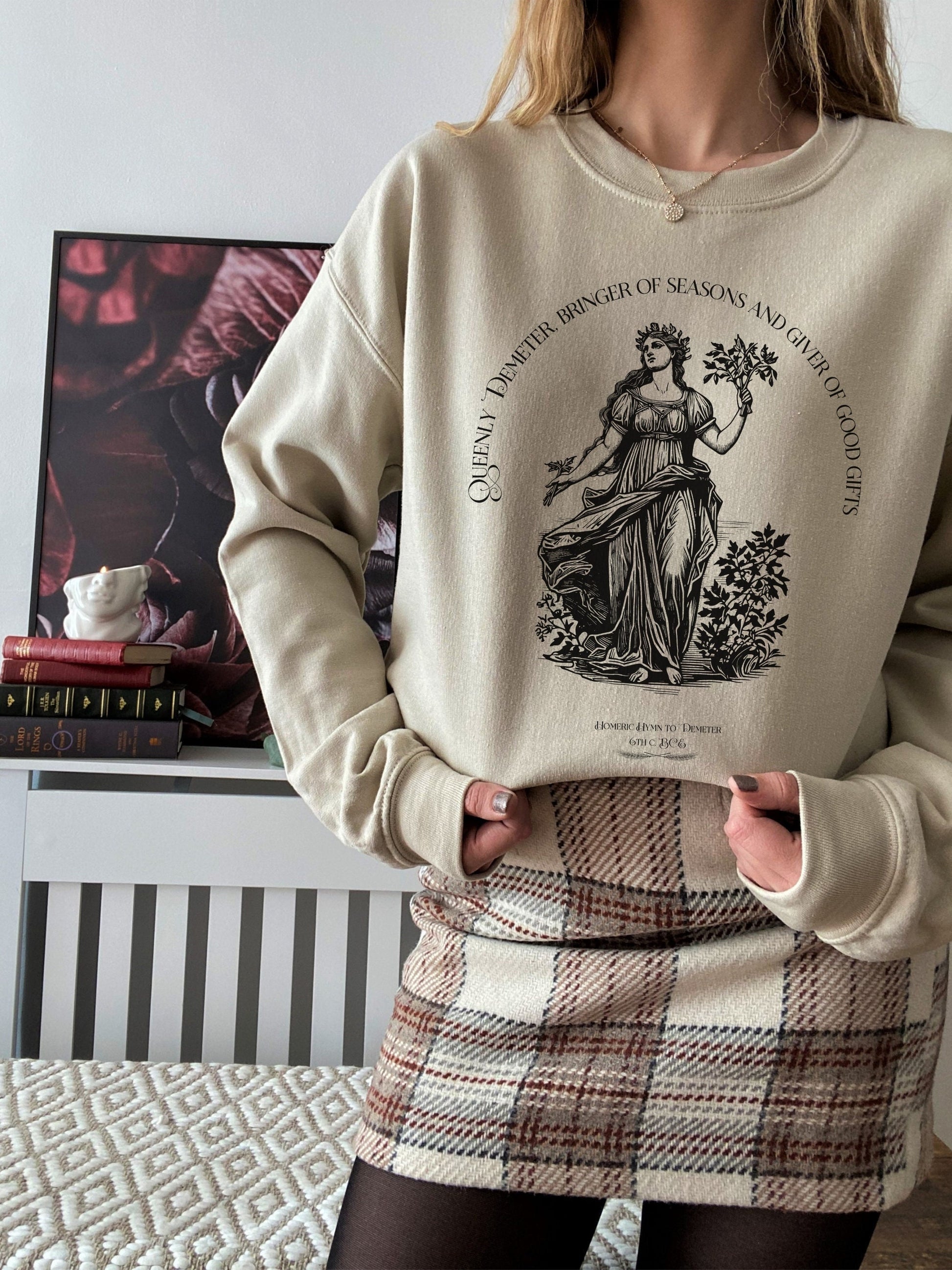 Demeter Autumn Harvest Goddess Poet Sweatshirt * Homer Illiad Greek Mythology * Dark Academia Aesthetic Witchy Wiccan Artsy Goth Aesthetic