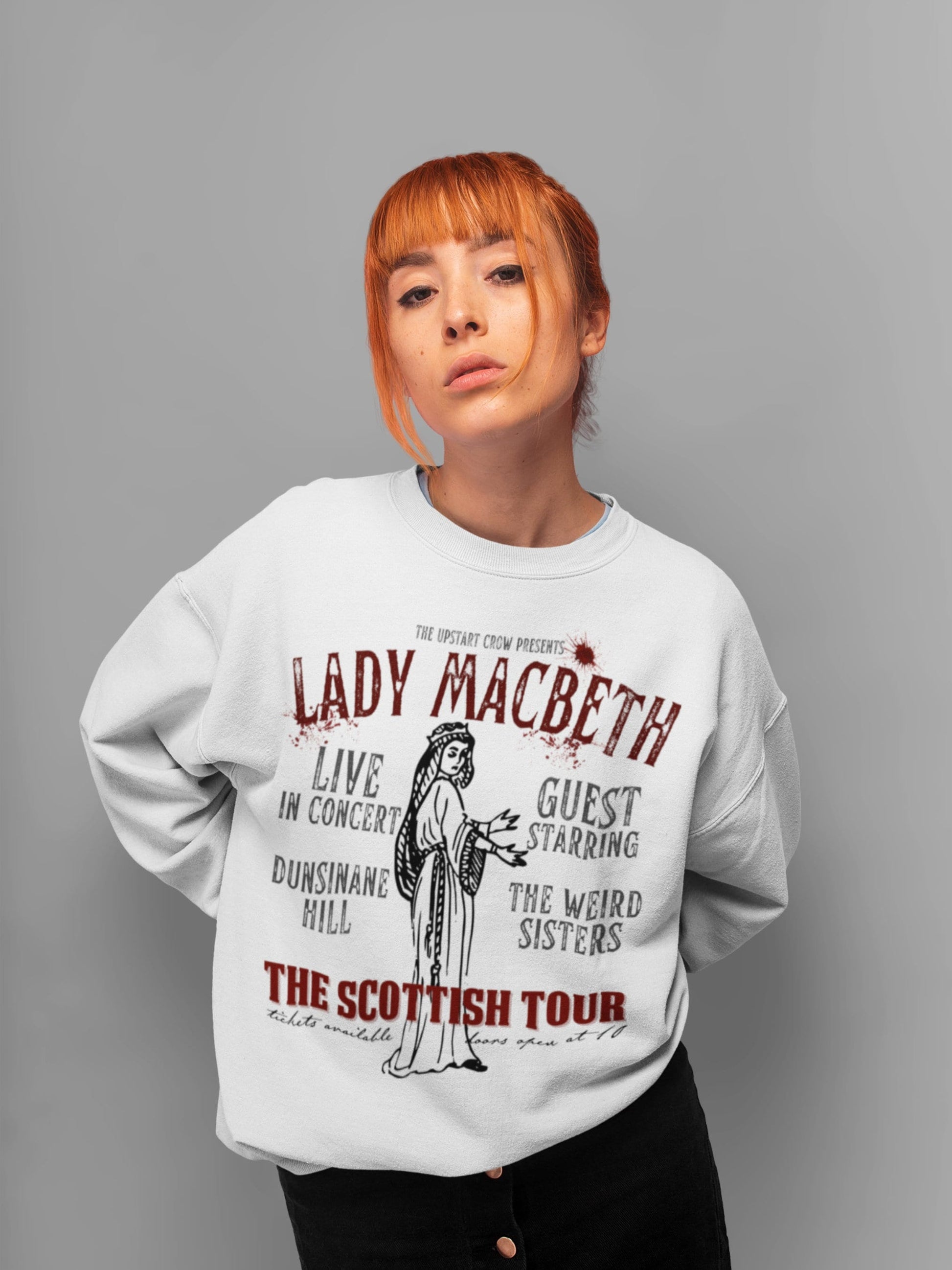 Shakespeare Lady Macbeth Distressed Concert Band Sweatshirt * Serpent Villains Scottish Tour * Book Lover Fandom Merch Gift Dark Academia