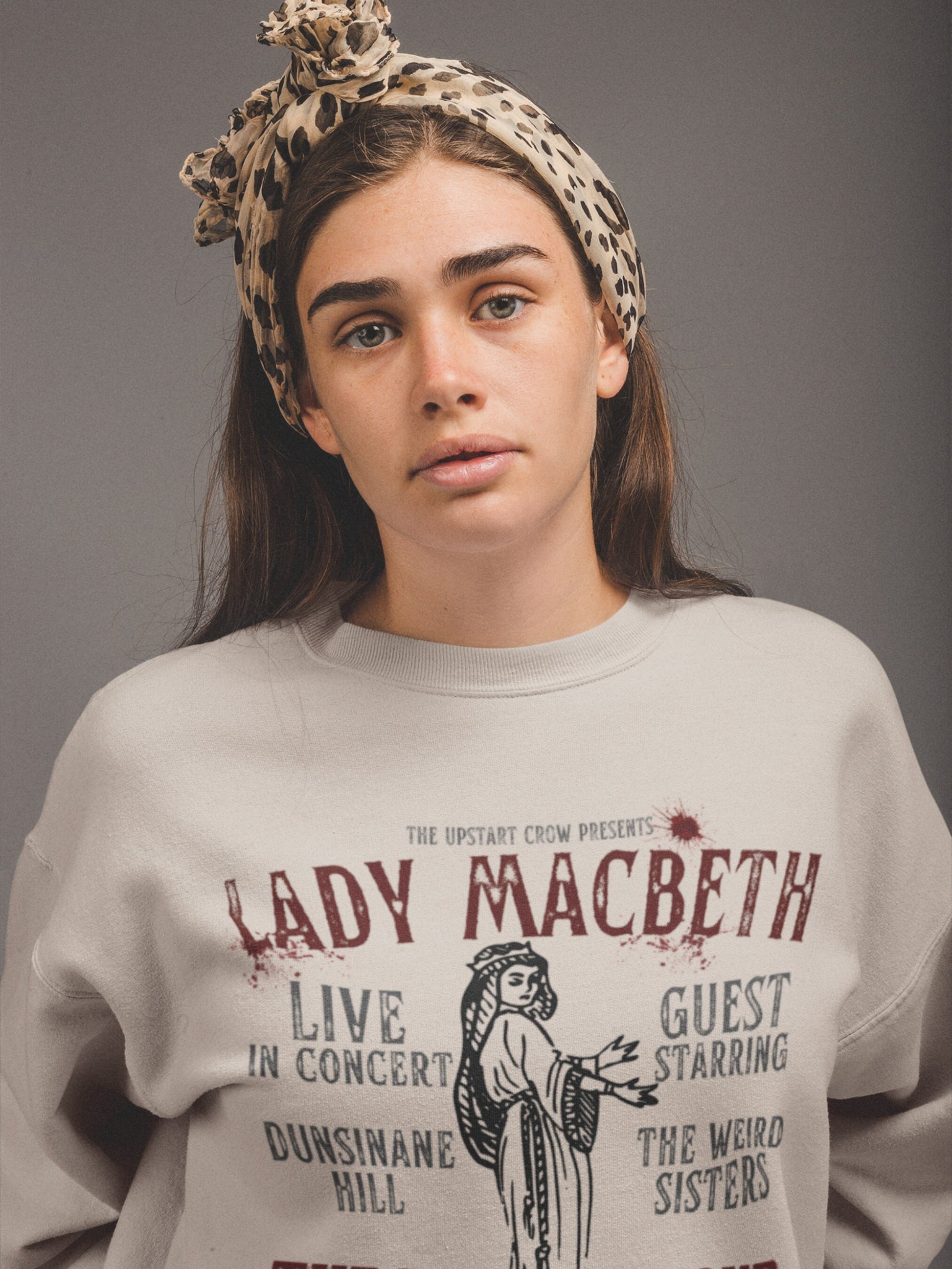 Shakespeare Lady Macbeth Distressed Concert Band Sweatshirt * Serpent Villains Scottish Tour * Book Lover Fandom Merch Gift Dark Academia