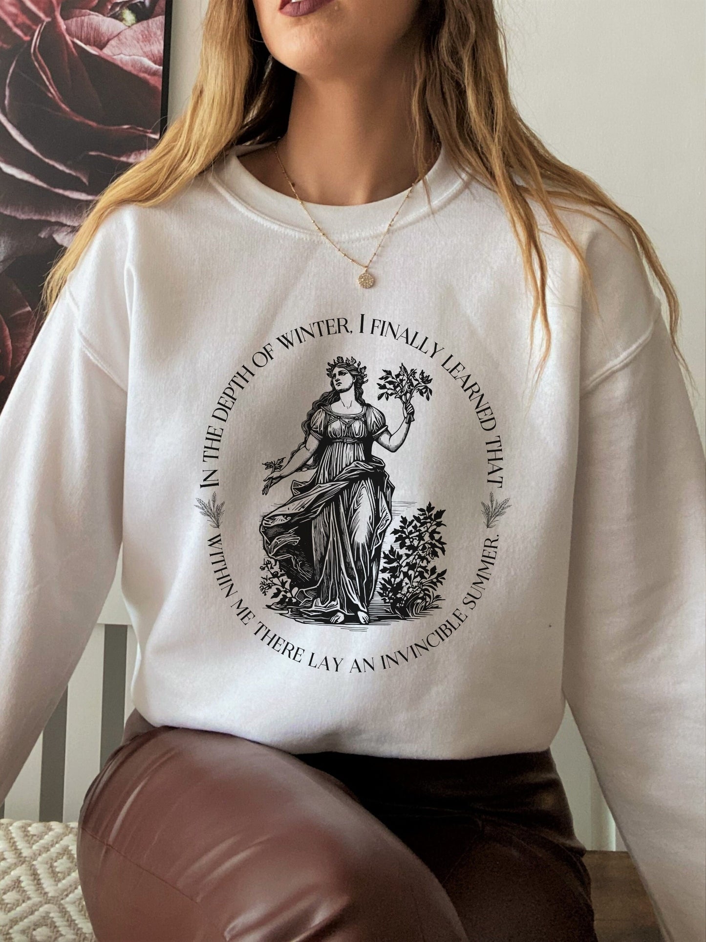 Demeter Harvest Goddess Crewneck Sweatshirt * Albert Camus Summer Quote Illiad Greek Mythology Dark Academia Aesthetic Witchy Mental Health