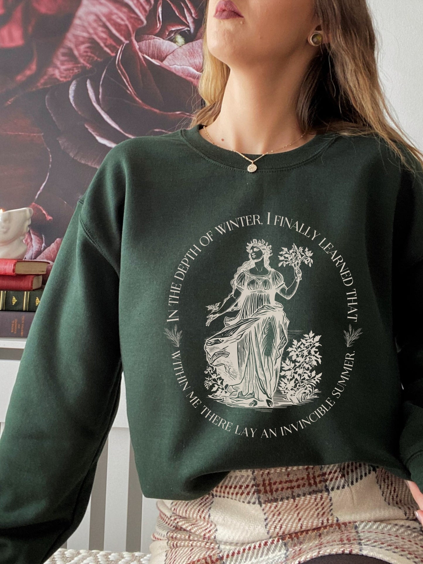 Demeter Harvest Goddess Crewneck Sweatshirt * Albert Camus Summer Quote Illiad Greek Mythology Dark Academia Aesthetic Witchy Mental Health