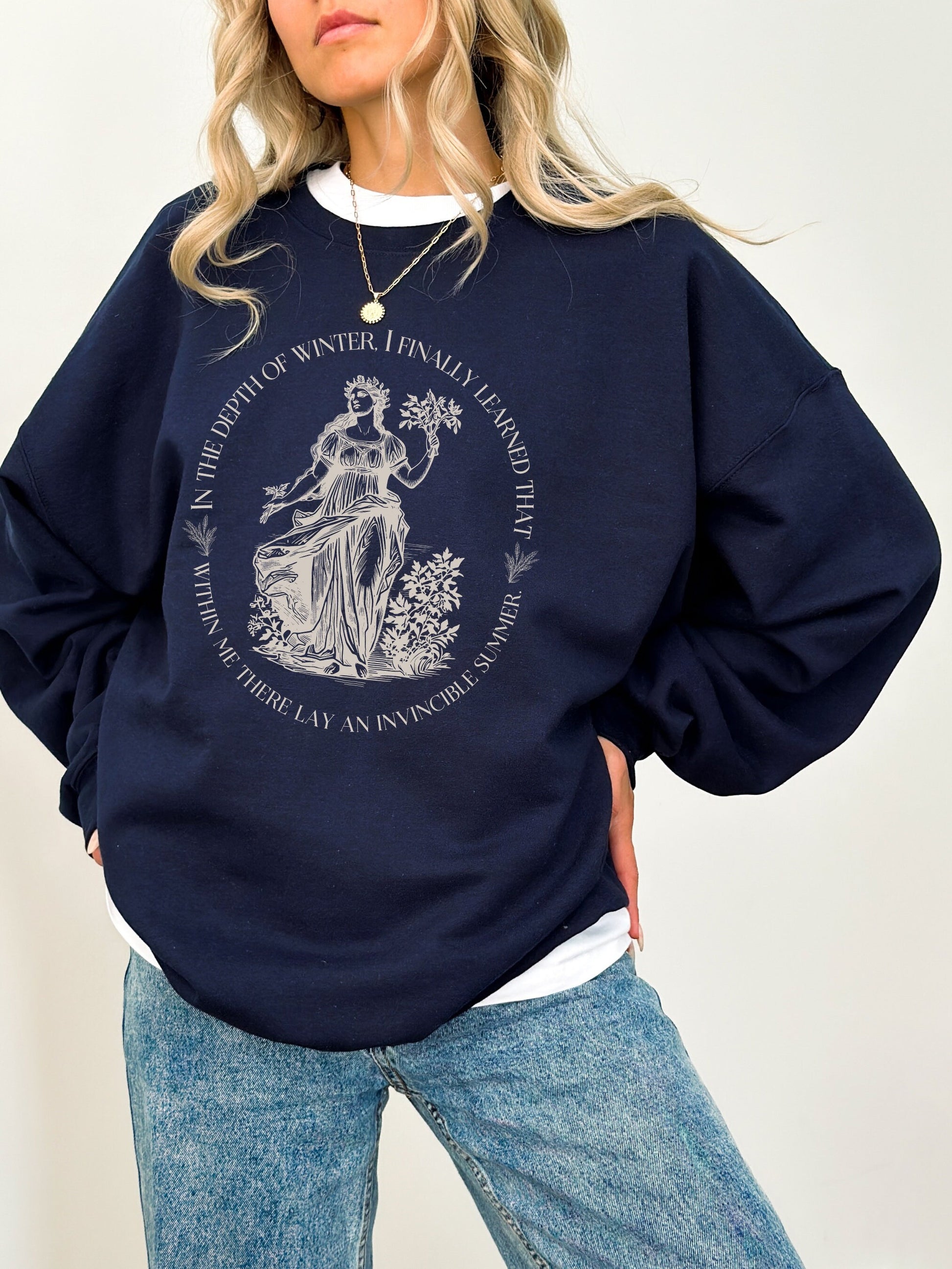 Demeter Harvest Goddess Crewneck Sweatshirt * Albert Camus Summer Quote Illiad Greek Mythology Dark Academia Aesthetic Witchy Mental Health