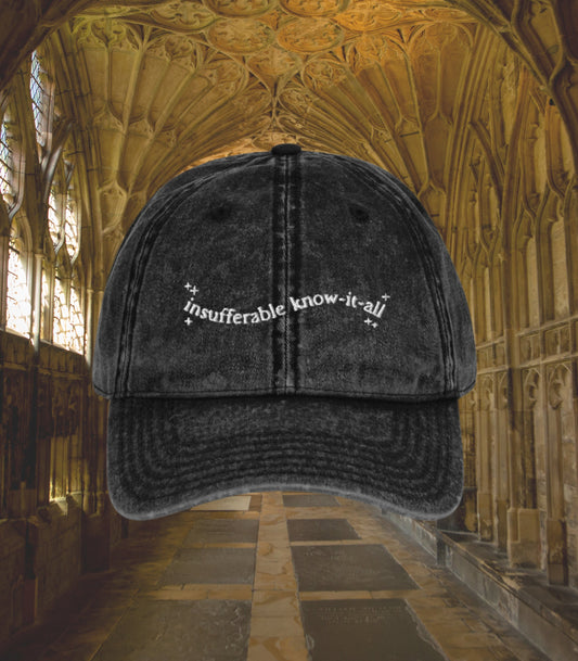 Insufferable know it all embroidered dad hat * turn to page 394 wizard school mauraders dark academia sirius remus bookish grad gift ideas