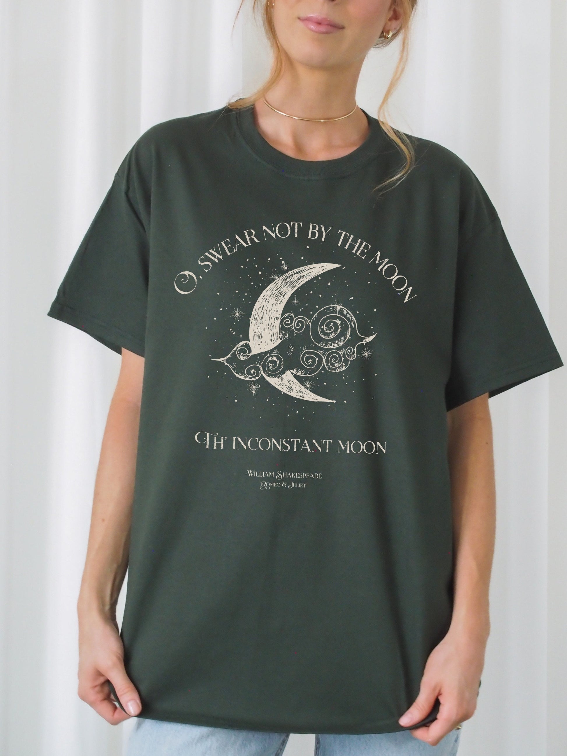 Swear not by the moon celestial Shakespeare quote tee * Romeo Juliet coquette aesthetic witchy angelcore bookish gift light academia tshirt