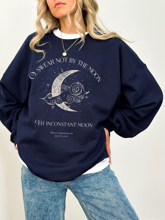 Swear not by the moon celestial Shakespeare quote sweatshirt * Romeo Juliet coquette aesthetic witchy angelcore bookish gift light academia