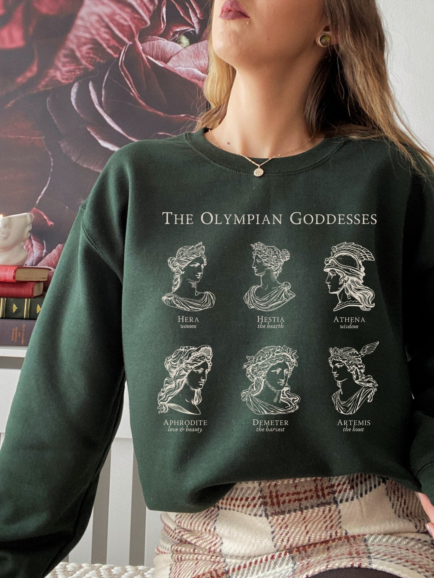 The Goddesses Greek mythology Classic Literature sweatshirt * athena aphrodite demeter artemis * Illiad muses fates * dark light academia