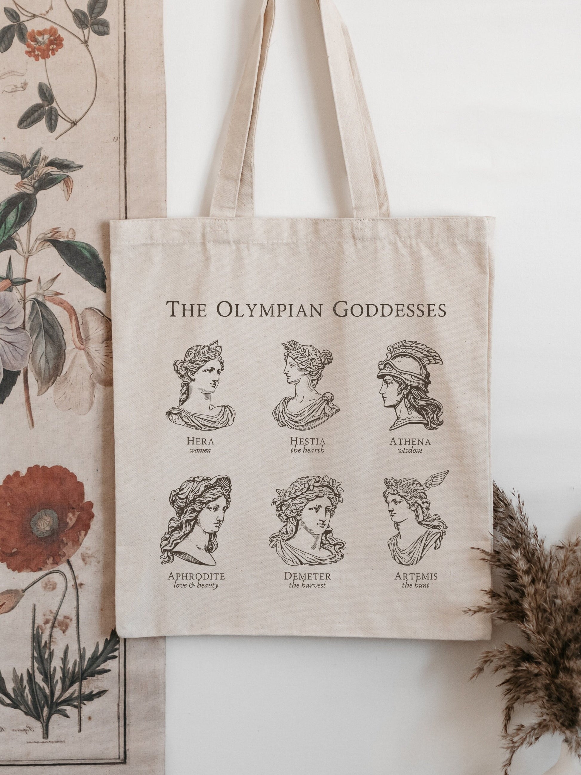 The Goddesses Greek mythology Classic Literature tote bag * athena aphrodite demeter artemis * homer Illiad muses fates dark light academia