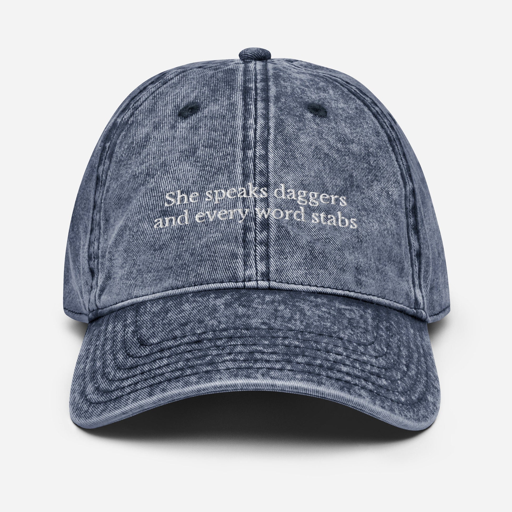 Shakespearean insult she speaks daggers embroidered dad hat aesthetic Shakespeare bookish fandom merch gift drama theater dark academia