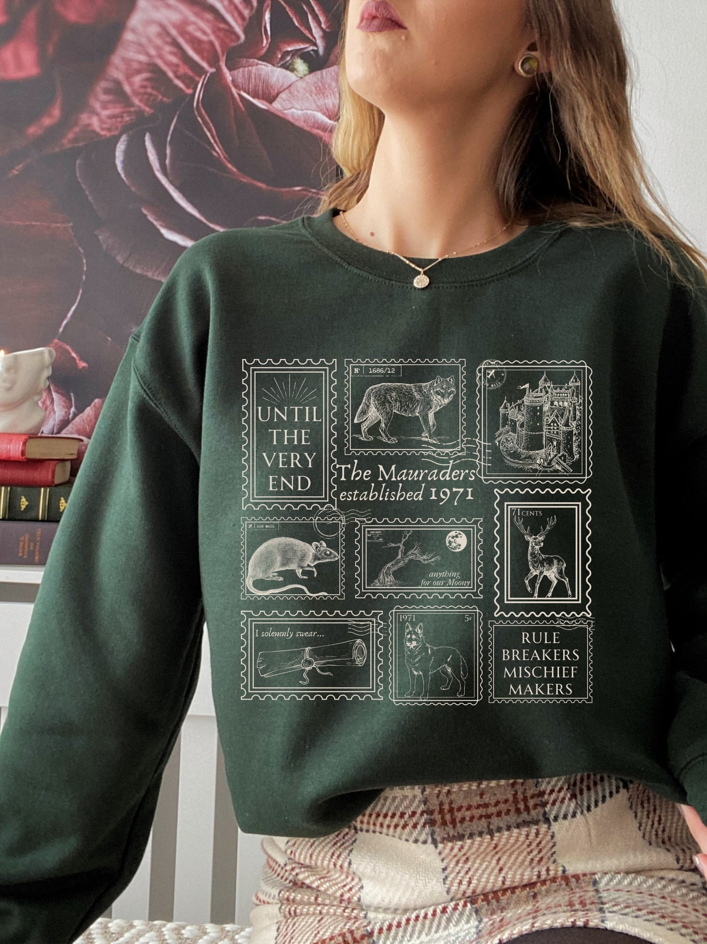 Mauraders Stamp Collection Sweatshirt * Wizard Apparel Postcard James Moony Remus Sirius ATYD * Book Fandom Merch Reader Gift page 394