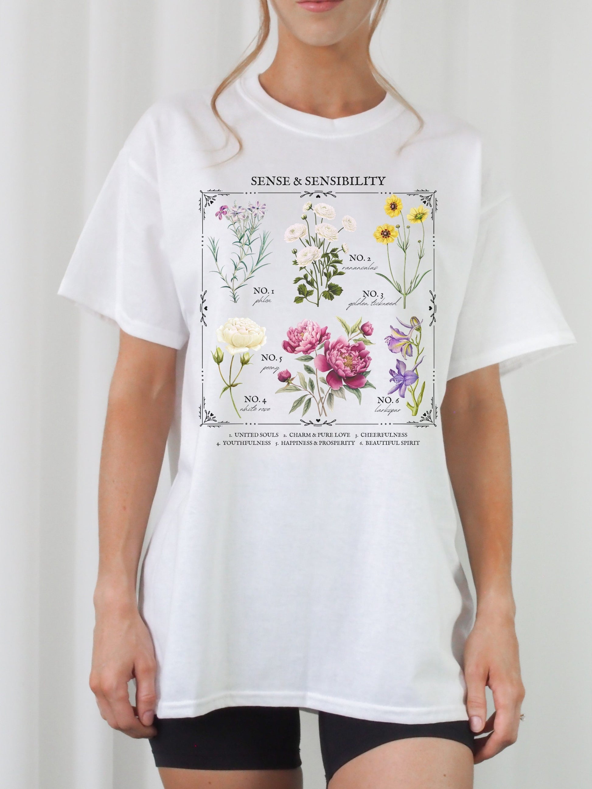 Jane Austen Sense & Sensibility Literary Flower Chart tee shirt Cottagecore Literature Bookish Book Fandom Merch Lover Gift pemberley darcy