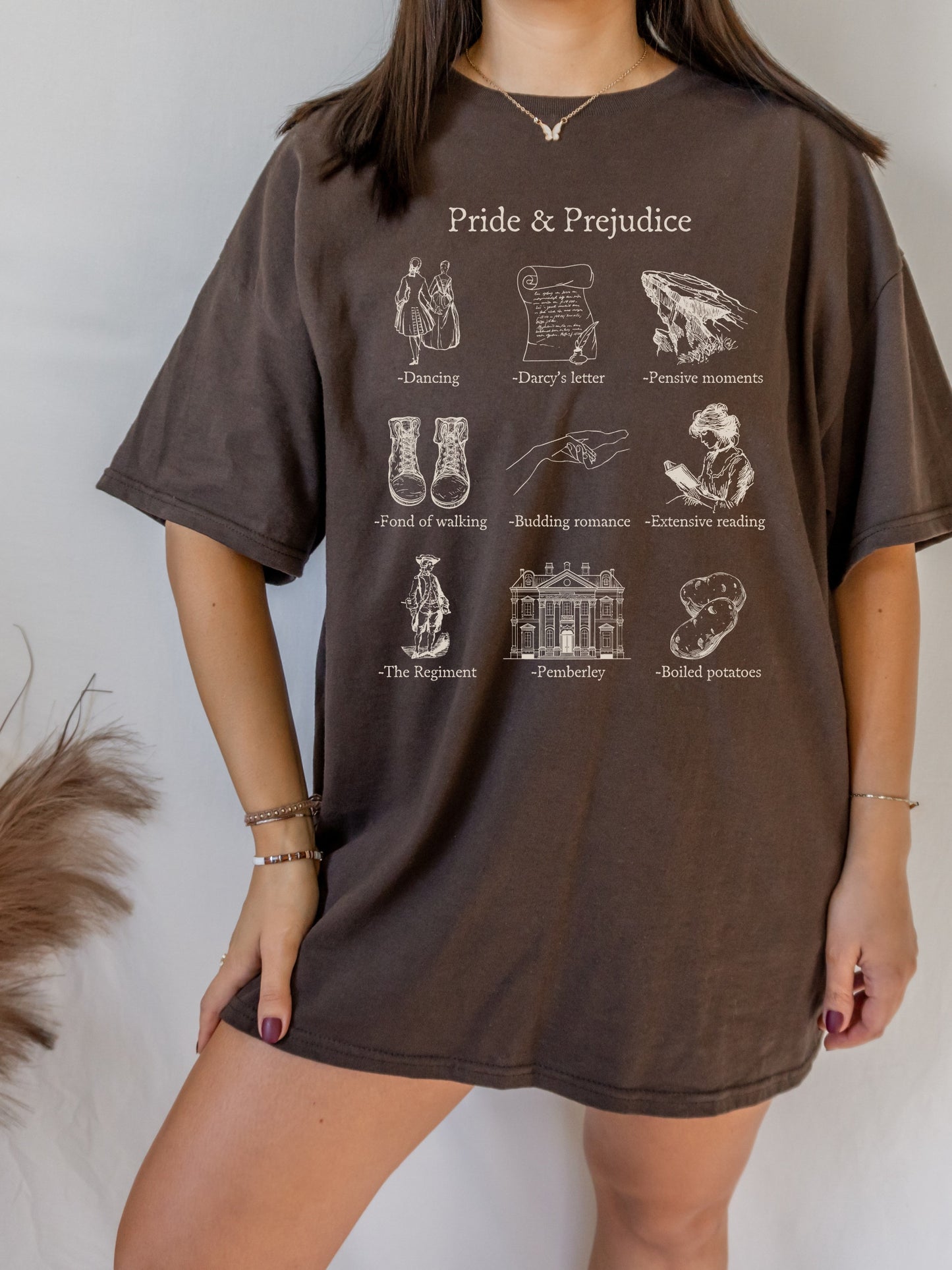 Pride & Prejudice Icon Chart Tee Shirt Tshirt Cottagecore Jane Austen Book Fandom Subtle Merch Bookish Reader Gift Book Lover Pemberly Darcy