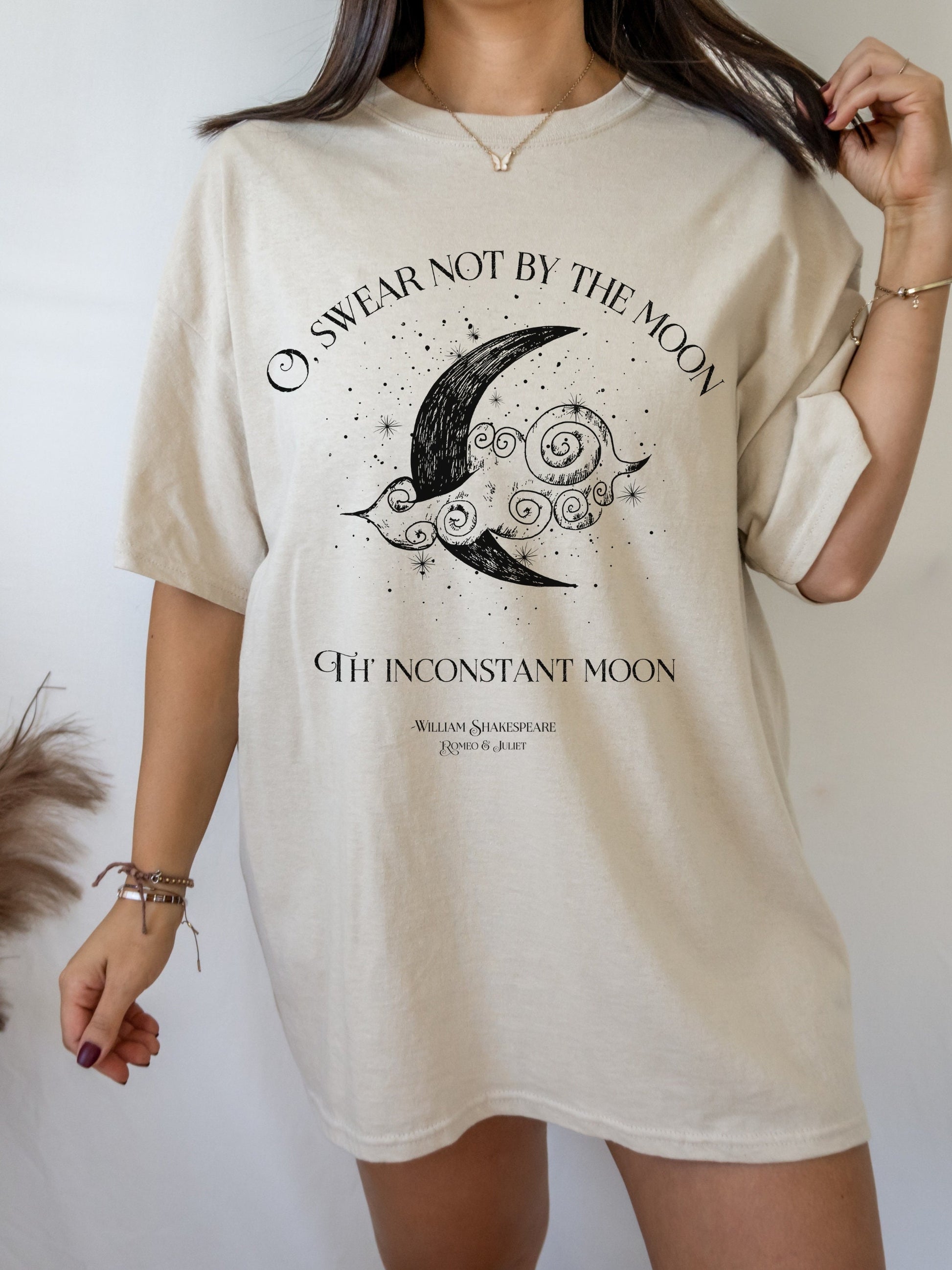 Swear not by the moon celestial Shakespeare quote tee * Romeo Juliet coquette aesthetic witchy angelcore bookish gift light academia tshirt