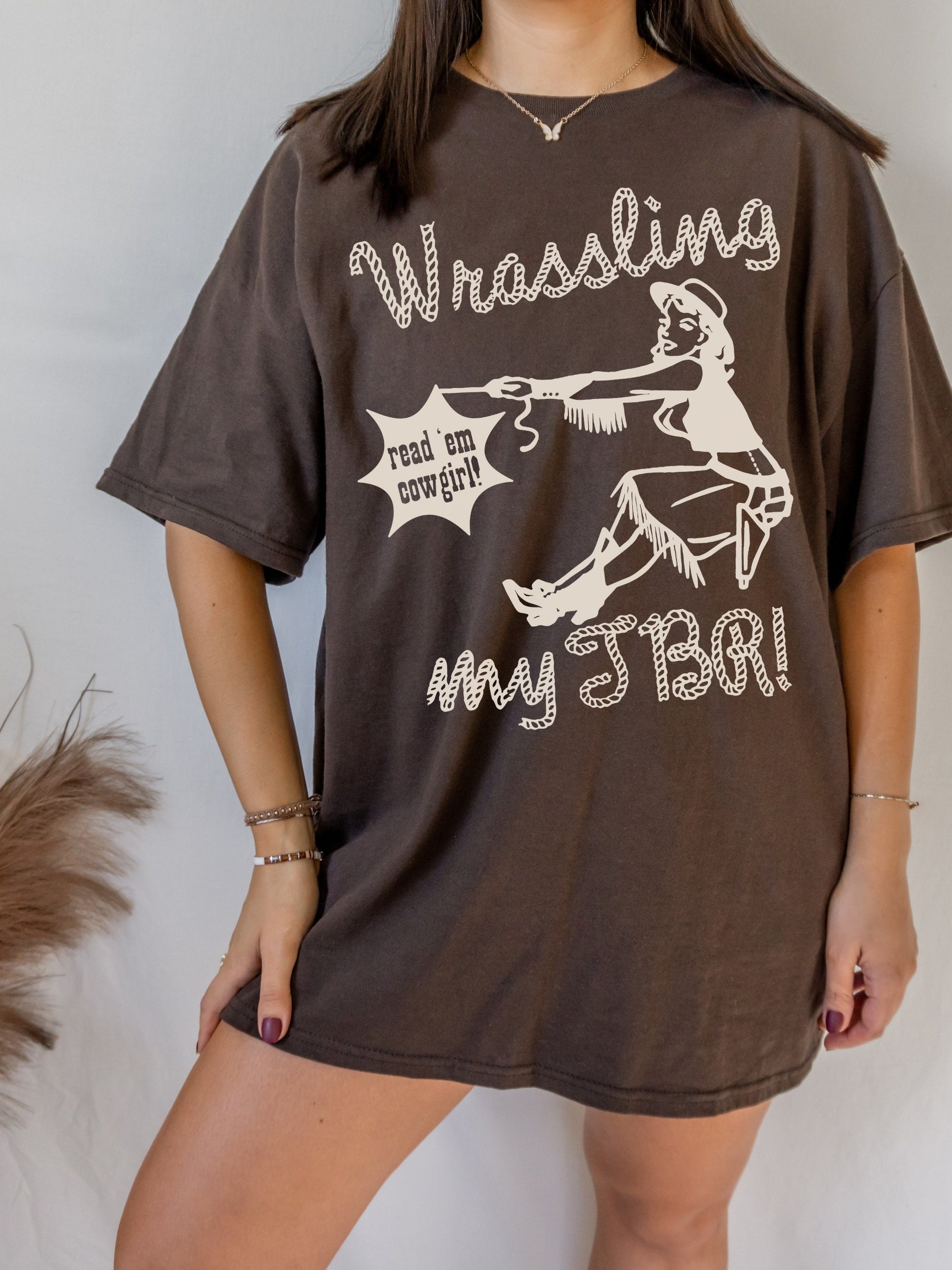 Bookish Retro Cowgirl Shirt Death by TBR * Cowboy Western Romance * Hot Girls Read Let's Read Girls Chestnut Spring Stfuattdlagg Book Club