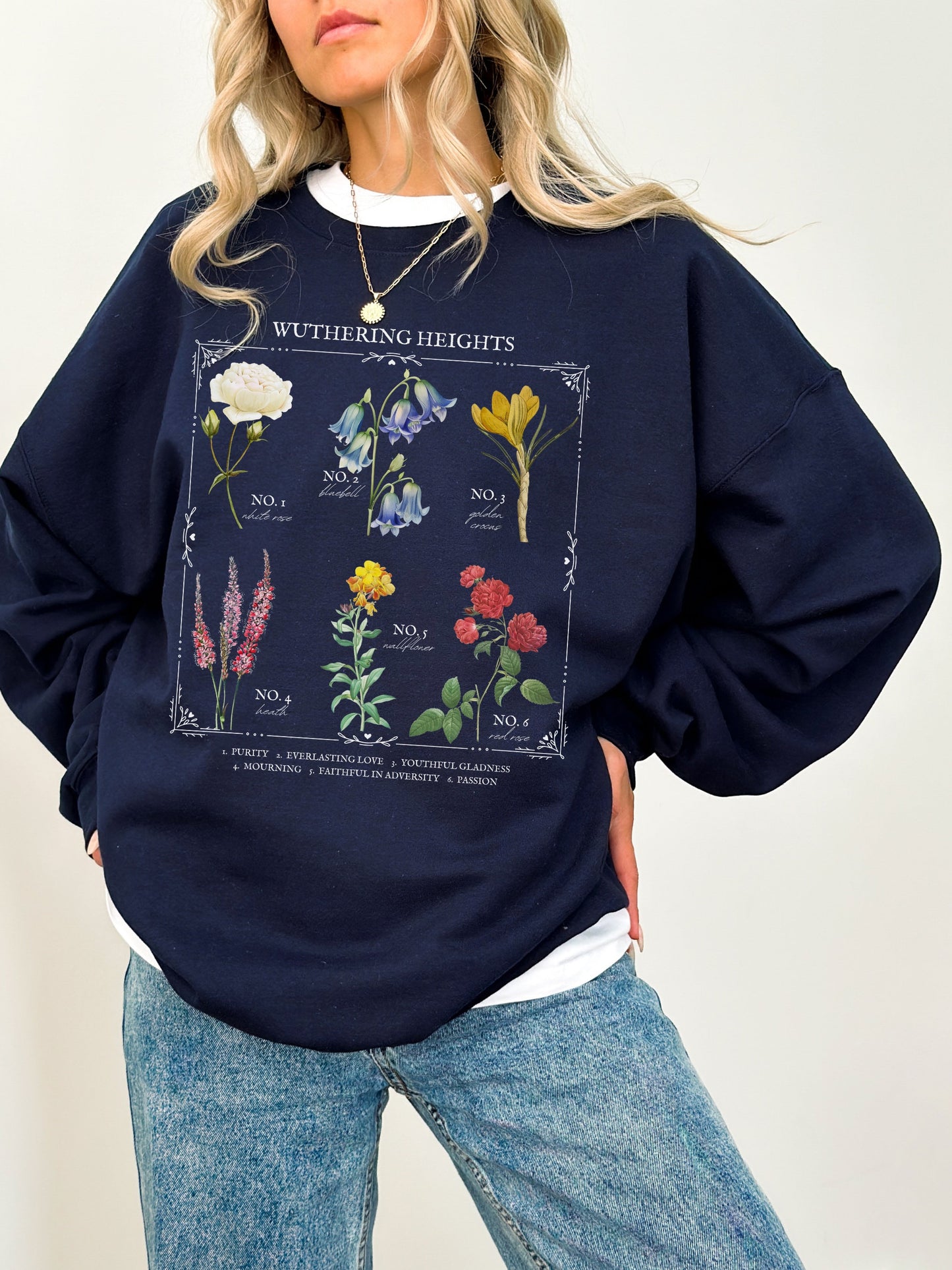 Wuthering Heights Literary Flower Chart * Herbology Floral Sweatshirt Bookish Bookworm Gift bronte Poet Literature Shirt Dark Light Academia