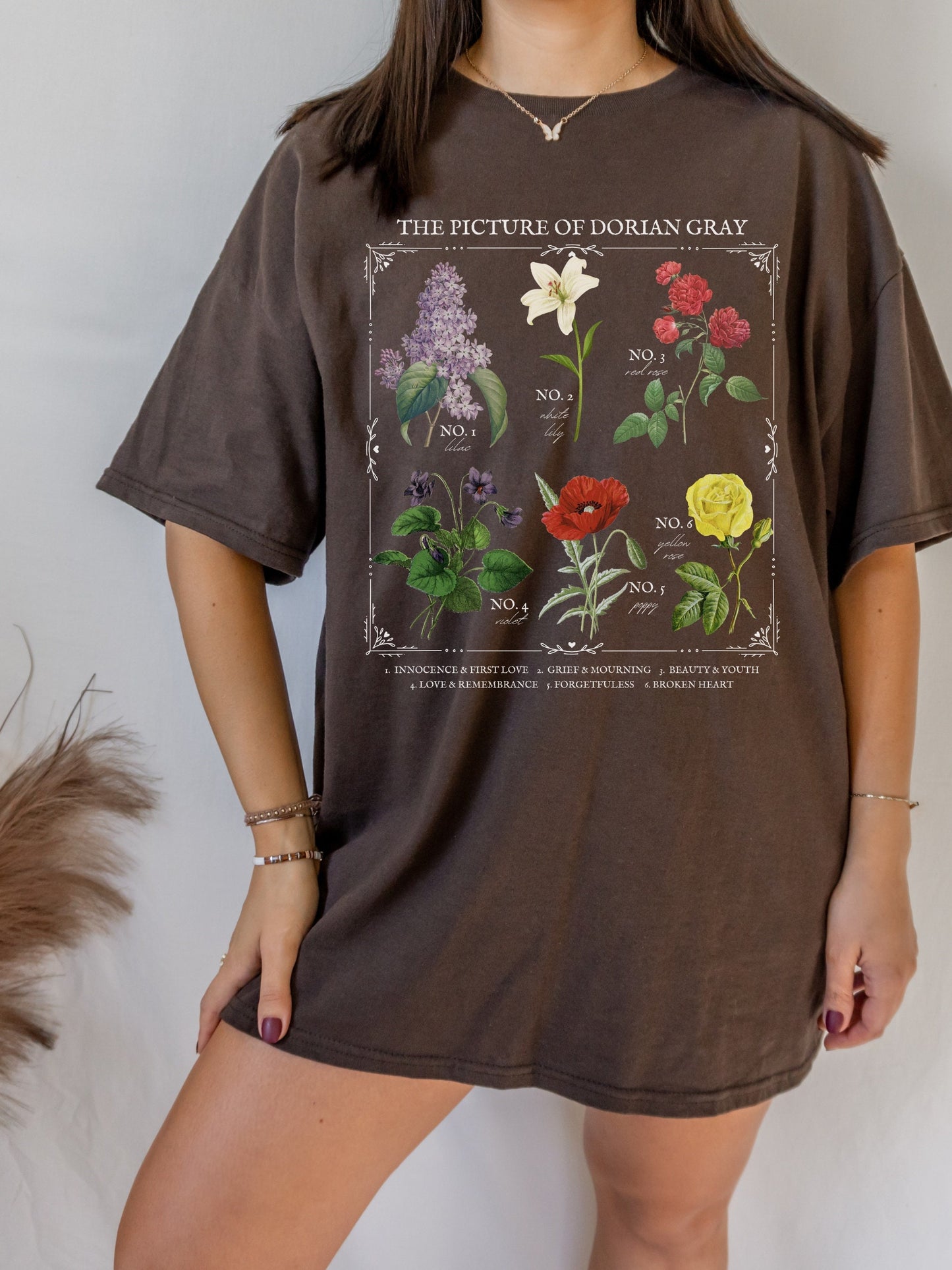 Picture of Dorian Gray Literary Flower Chart * Herbology Floral Tee Shirt Bookish Bookworm Gift oscar wilde Poet Literature Dark Academia