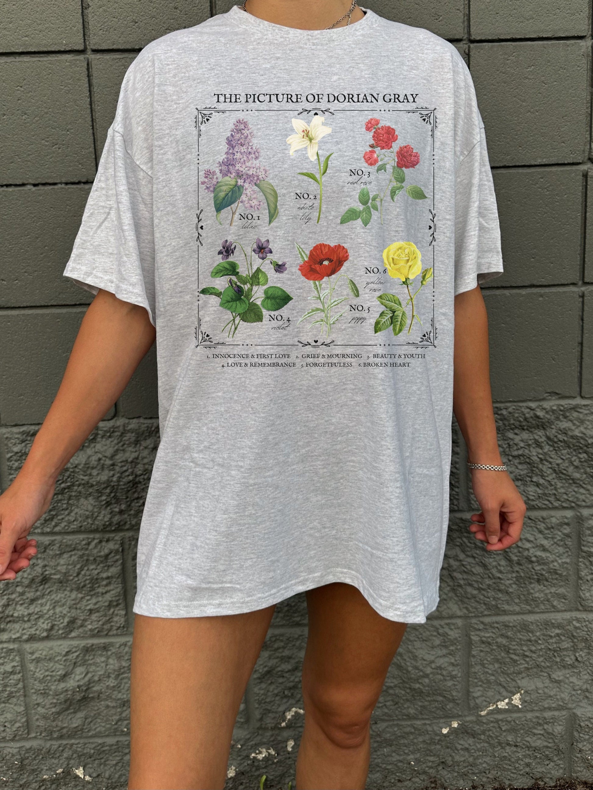 Picture of Dorian Gray Literary Flower Chart T-shirt