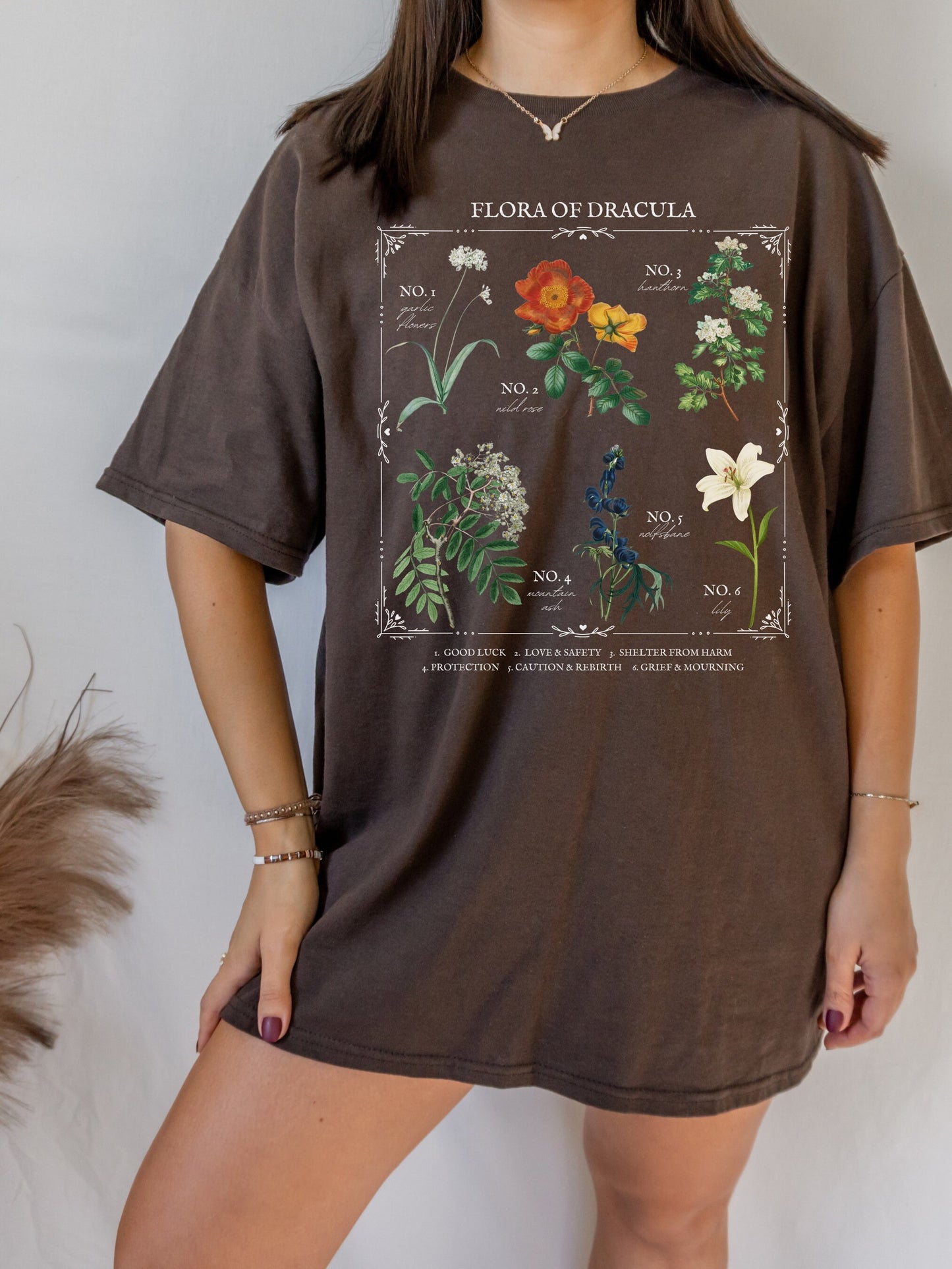 Flora of Dracula Literary Flower Chart * Herbology Floral Tee Shirt Bookish Bookworm Gift * Bram Stoker Poet Literature Dark Gothic Academia