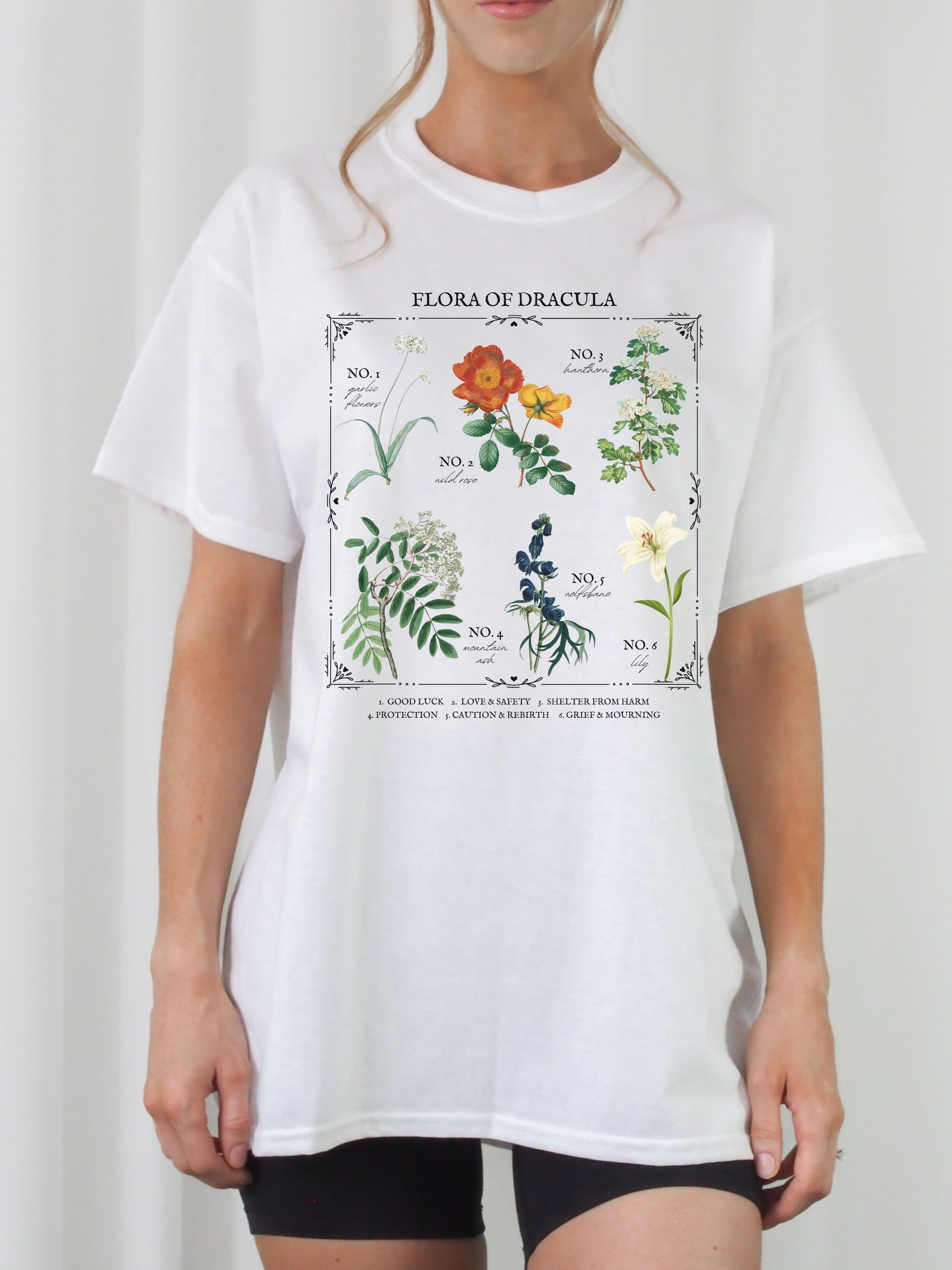 Flora of Dracula Literary Flower Chart * Herbology Floral Tee Shirt Bookish Bookworm Gift * Bram Stoker Poet Literature Dark Gothic Academia