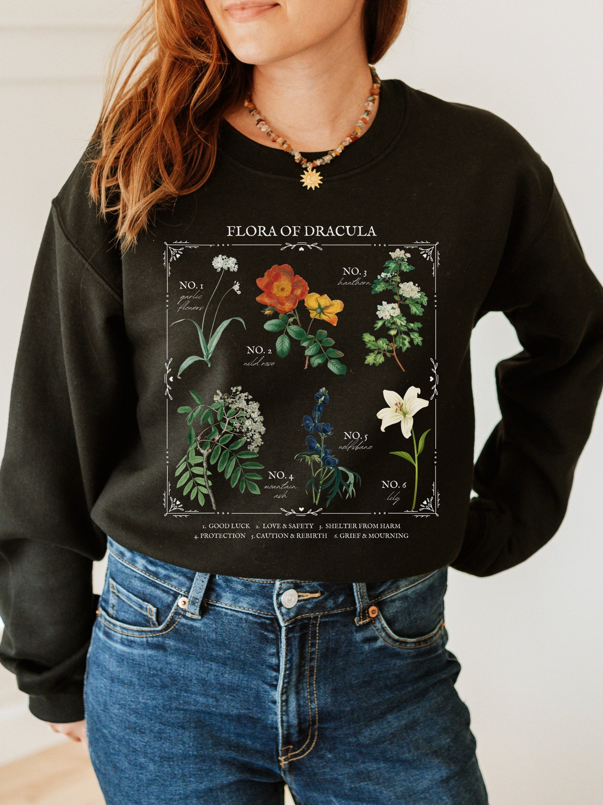 Flora of Dracula Literary Flower Chart Sweatshirt