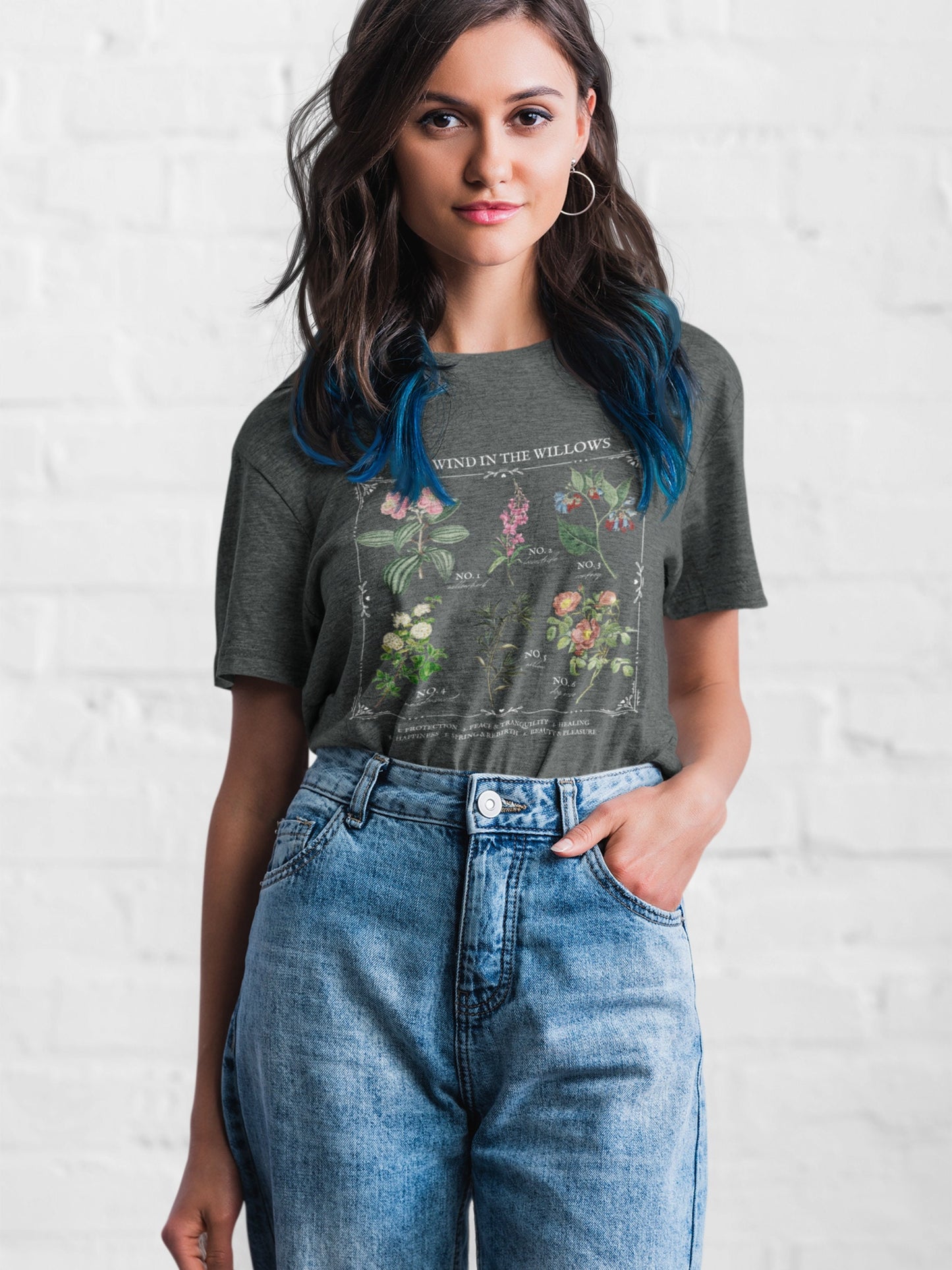 The Wind in the Willows Literary Flower Chart Herbology Floral Tee Shirt Bookish Merch Gift Cottagecore Goblincore Literature Dark Academia