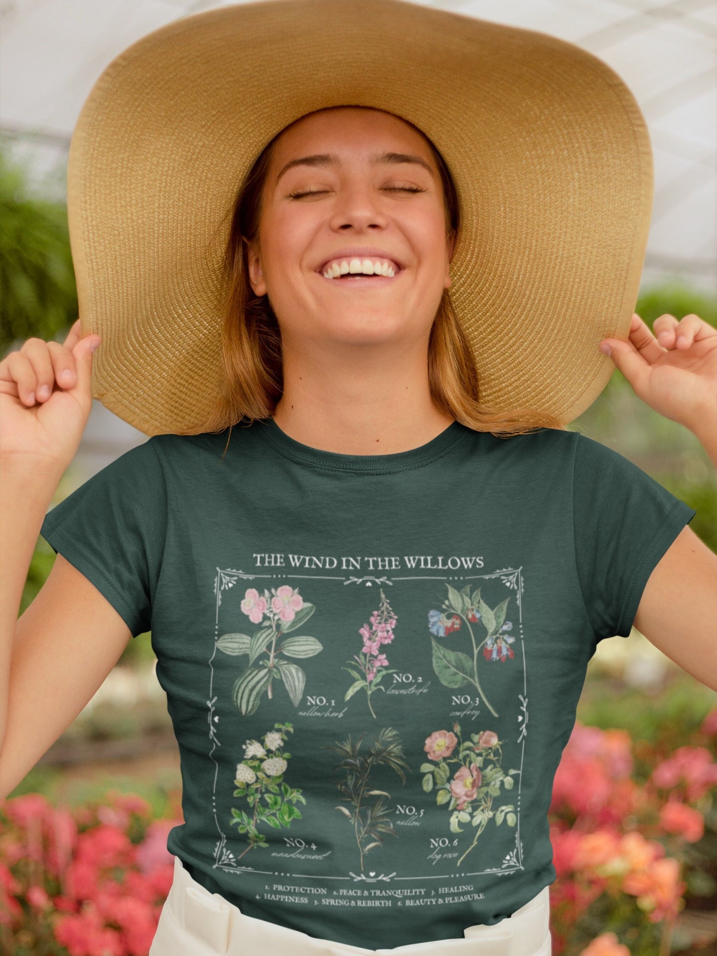 The Wind in the Willows Literary Flower Chart Herbology Floral Tee Shirt Bookish Merch Gift Cottagecore Goblincore Literature Dark Academia