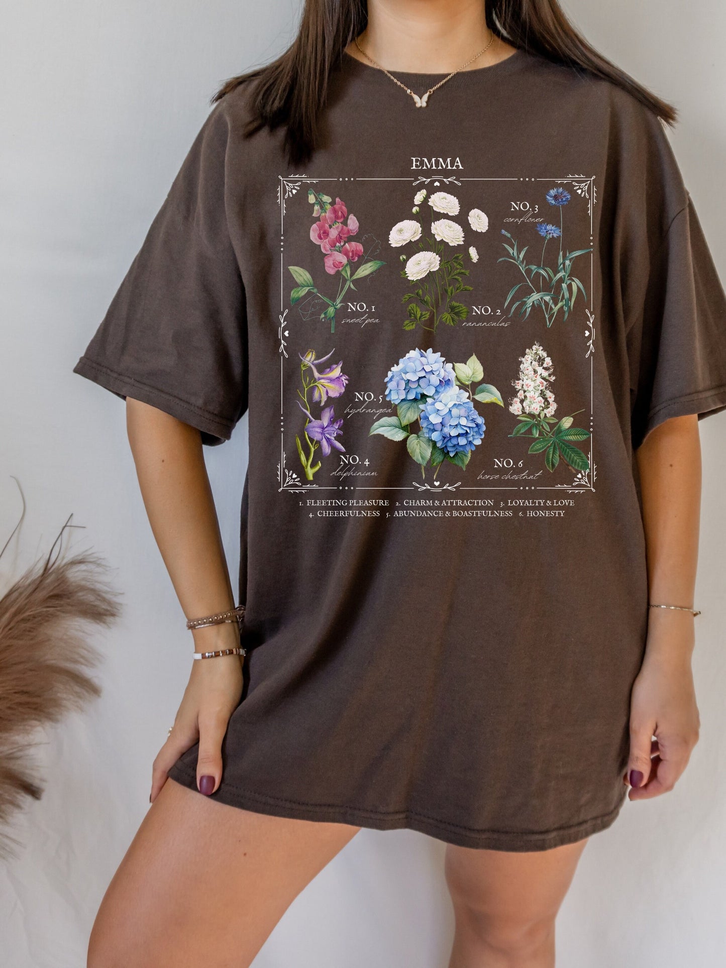 Jane Austen Emma Literary Flower Chart Tee Shirt * Herbology Cottagecore Academia Literature Subtle Bookish Book Fandom Merch Lover Gift