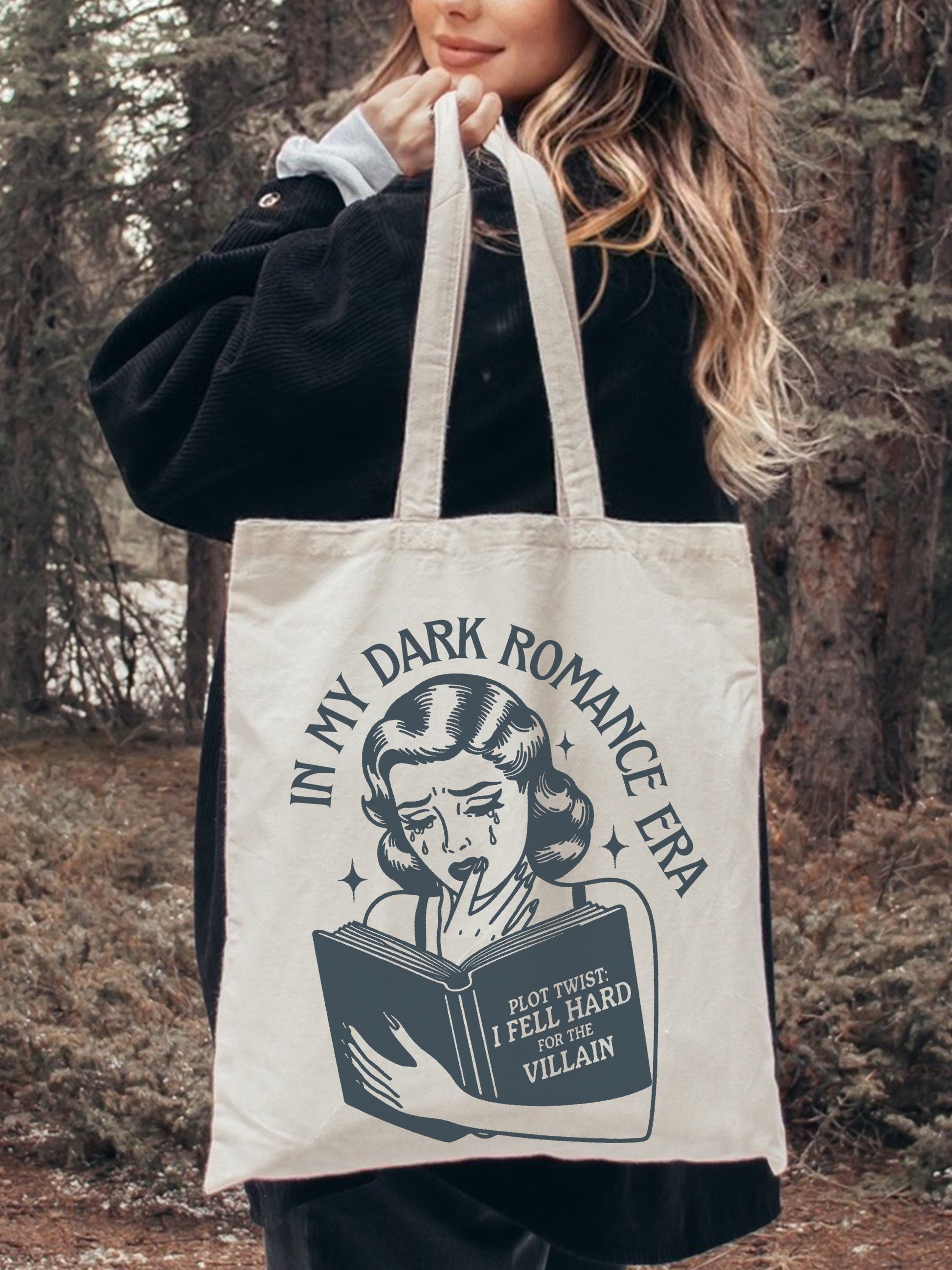 In My Dark Romance Era Villain Lover Bookish Canvas Tote Bag * Enemies To Lovers Morally Grey Spicy Book Club Host Trope Smut Reader Merch