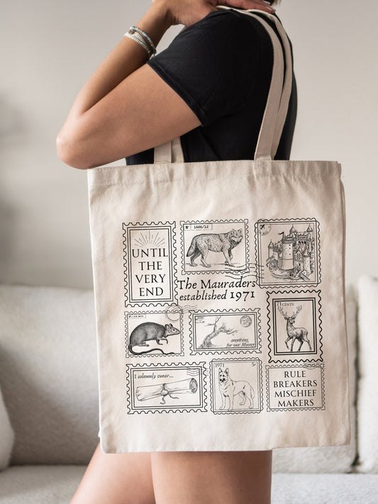 Mauraders Stamp Collection Canvas Tote Bag * Wizard Apparel Postcard James Moony Remus Sirius ATYD * Book Fandom Merch Reader Gift page 394