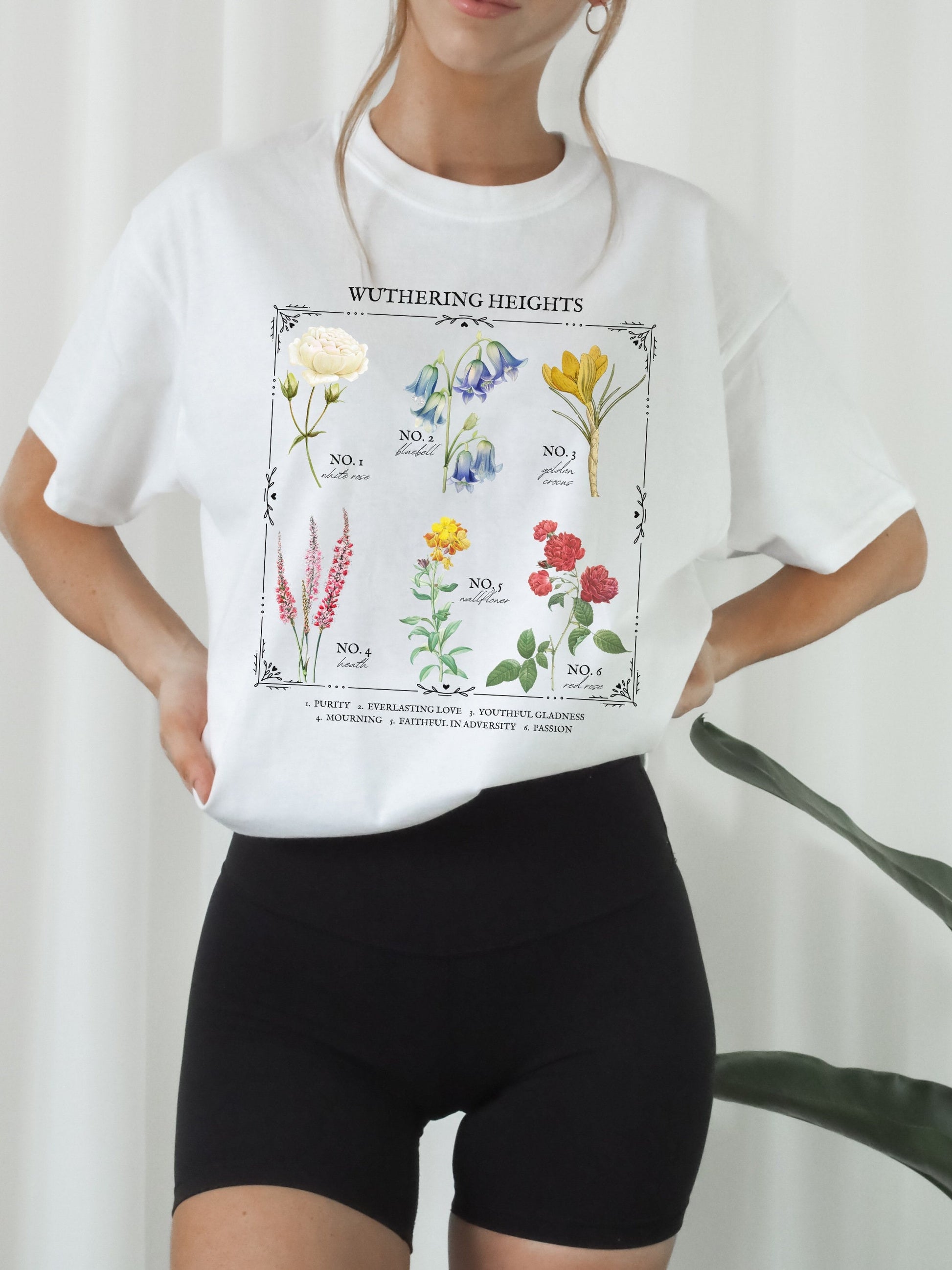 Wuthering Heights Literary Flower Chart * Herbology Floral Tee Shirt Tshirt Bookish Bookworm Gift bronte Poet Literature Shirt Dark Academia