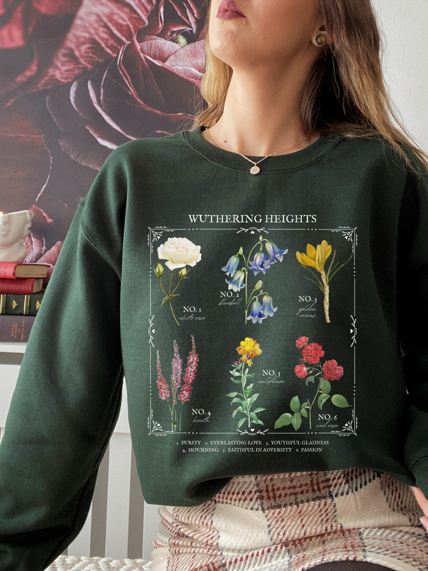 Wuthering Heights Literary Flower Chart Sweatshirt