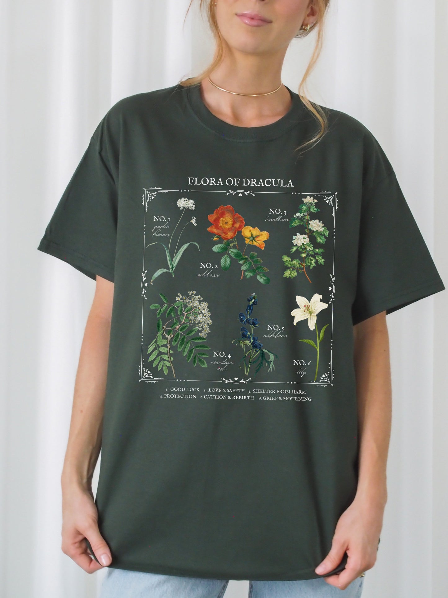 Flora of Dracula Literary Flower Chart * Herbology Floral Tee Shirt Bookish Bookworm Gift * Bram Stoker Poet Literature Dark Gothic Academia