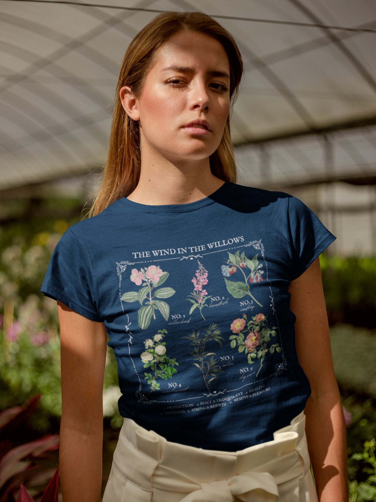 The Wind in the Willows Literary Flower Chart Herbology Floral Tee Shirt Bookish Merch Gift Cottagecore Goblincore Literature Dark Academia