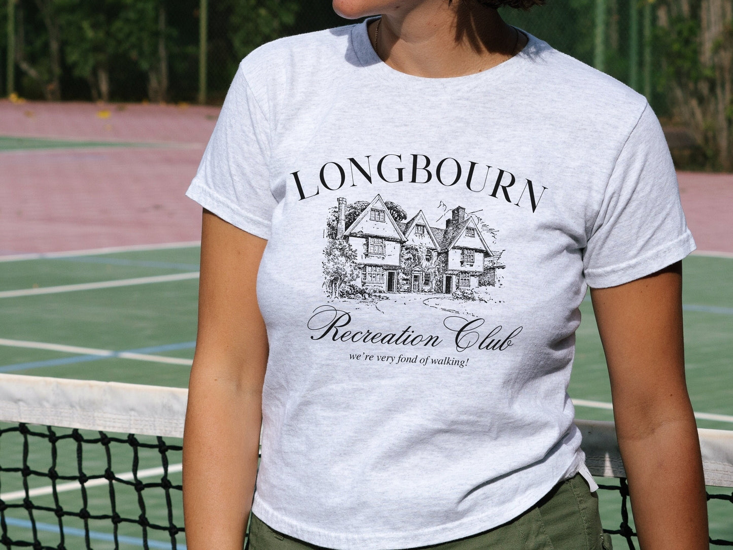 Pride & Prejudice Fond of Walking Vintage Longbourn Recreation Sports Club Y2K Baby Tee * Pemberley Mr Darcy Bookish Gift Jane Austen Merch