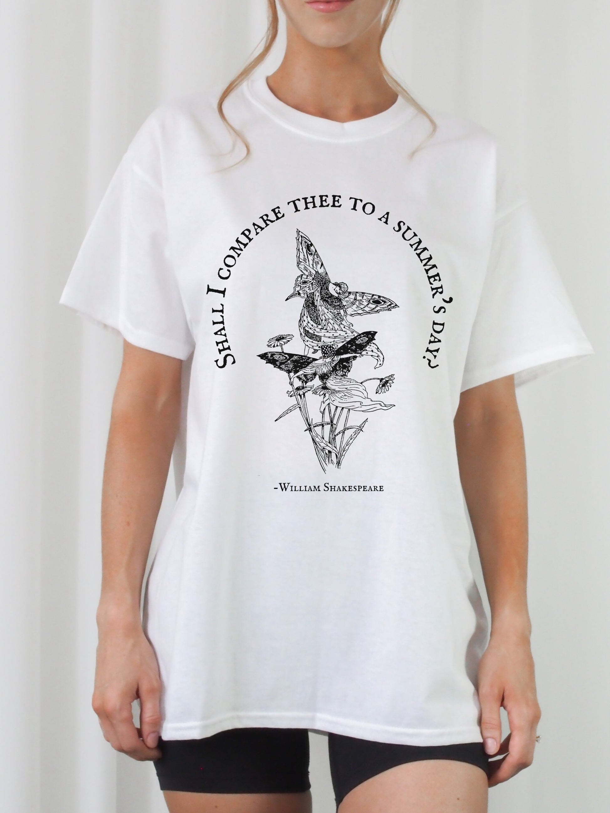 Shakespeare Sonnet Tee Shirt Tshirt * Shall I Compare thee to a Summer's Day * Fairycore Goblincore Bookish Gift Tortured Poet Dark Academia