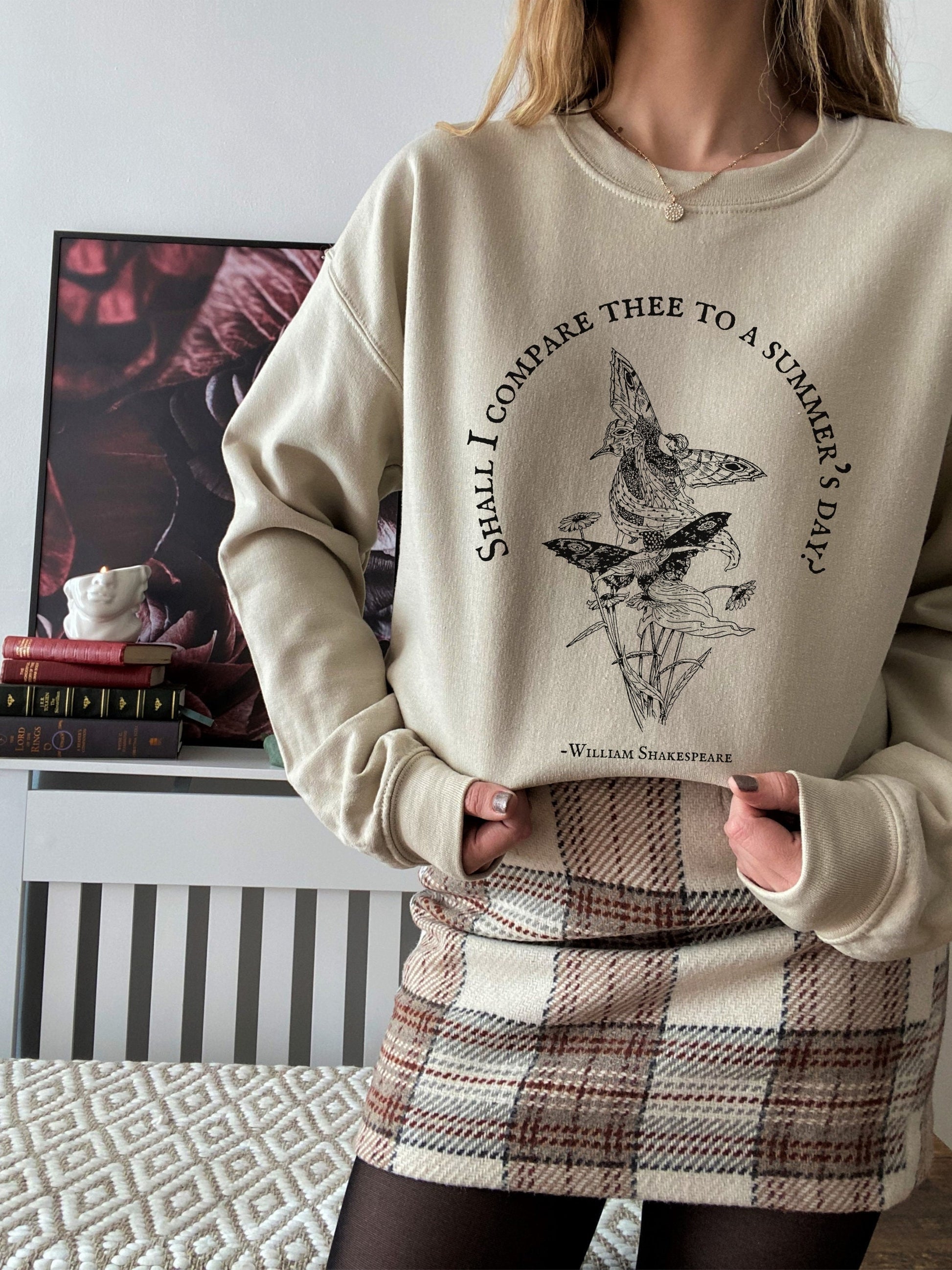 Shakespeare Sonnet Sweatshirt * Summer's Day Hoodie * Subtle Bookish Merch Reader Bookworm Gift Hoodie * Poet Literature Shirt Dark Academia