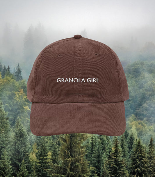 Granola Girl vintage corduroy embroidered dad hat * Aesthetic Series * Crunchy Outdoorsy National Park Forestcore Gift Idea