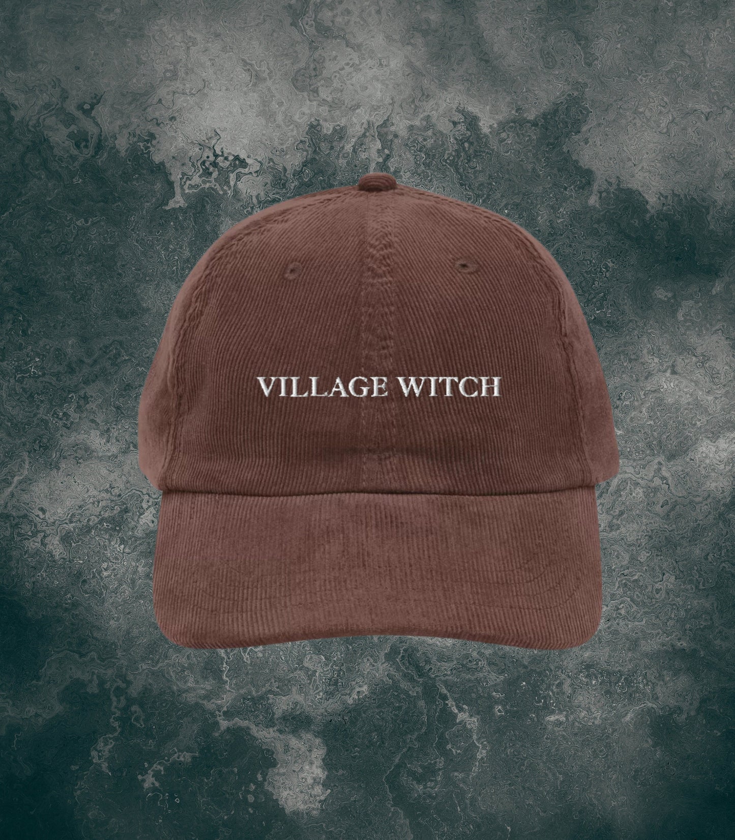 Village Witch Embroidered Corduroy Dad Hat * Halloween Costume Salem Girls Trip Spooky Witchy Wicca Gothic Aesthetic Trucker Cap