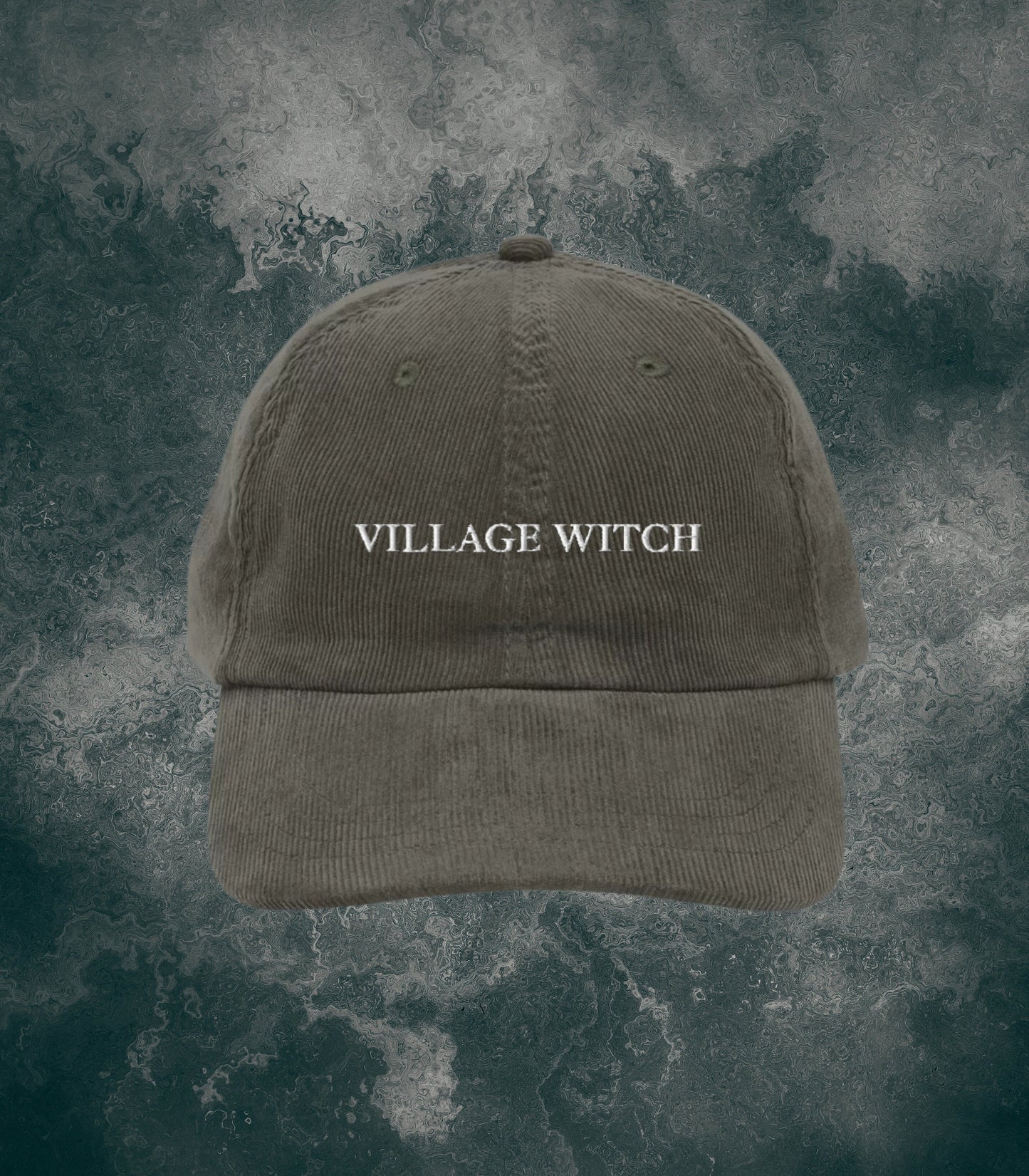 Village Witch Embroidered Corduroy Dad Hat * Halloween Costume Salem Girls Trip Spooky Witchy Wicca Gothic Aesthetic Trucker Cap