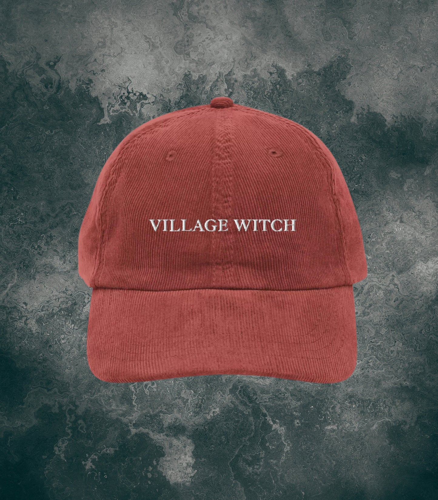 Village Witch Embroidered Corduroy Dad Hat * Halloween Costume Salem Girls Trip Spooky Witchy Wicca Gothic Aesthetic Trucker Cap